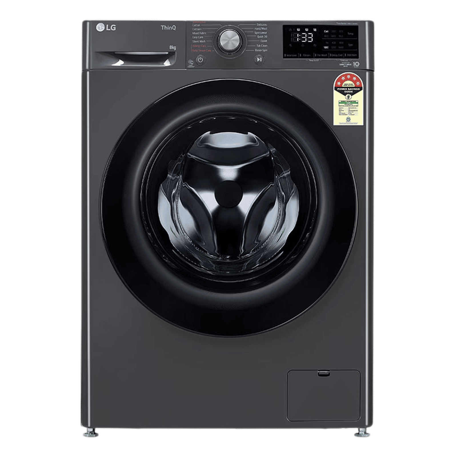 LG 8 Kg 5 Star Inverter Fully Automatic Front Load Washing Machine (FHP1208A5M.AMBQEIL, In-built Heater, Middle Black)