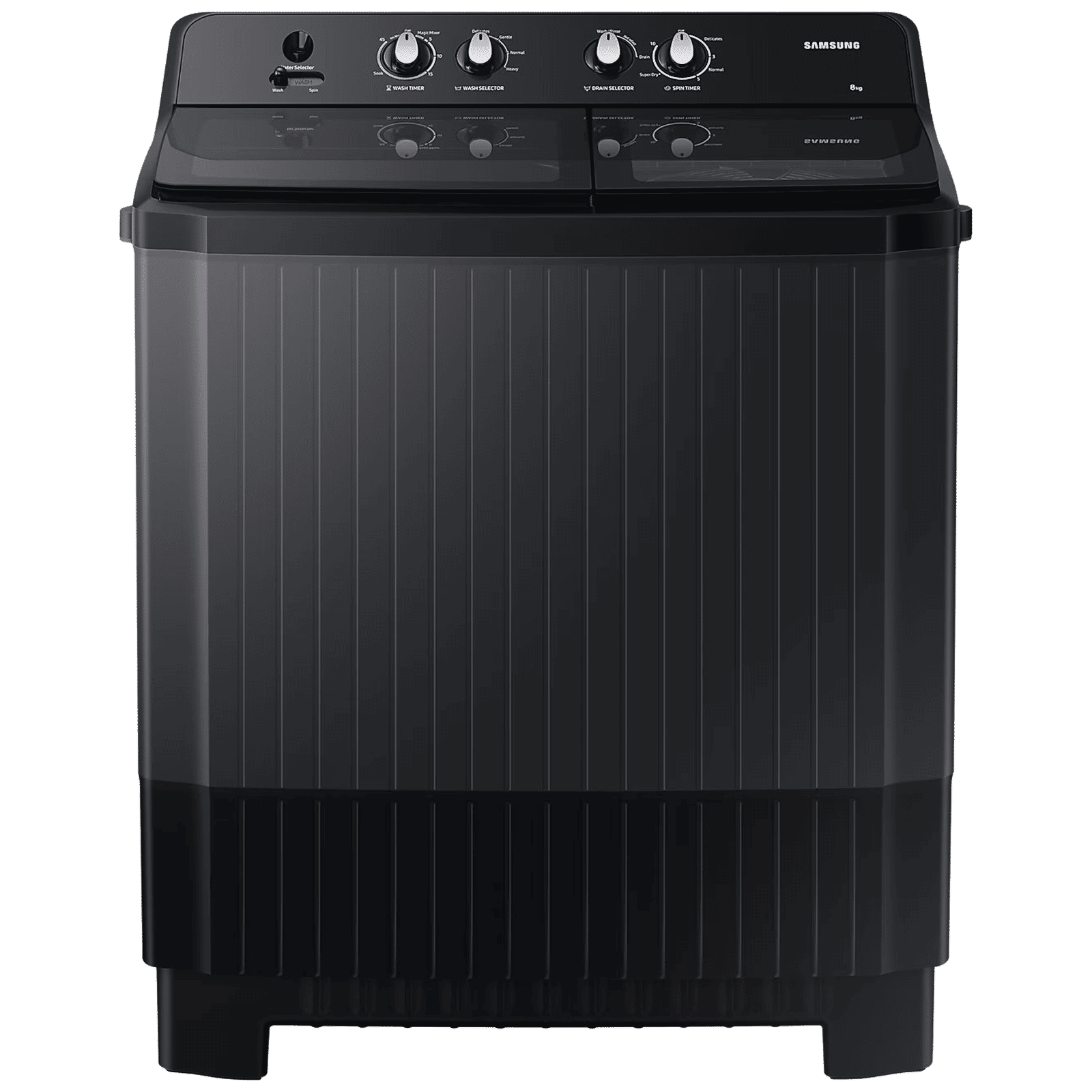 SAMSUNG 8 kg 5 Star Semi Automatic Washing Machine with Hexa Storm Pulsator (WT80B3560GB/TL, Dark Gray)