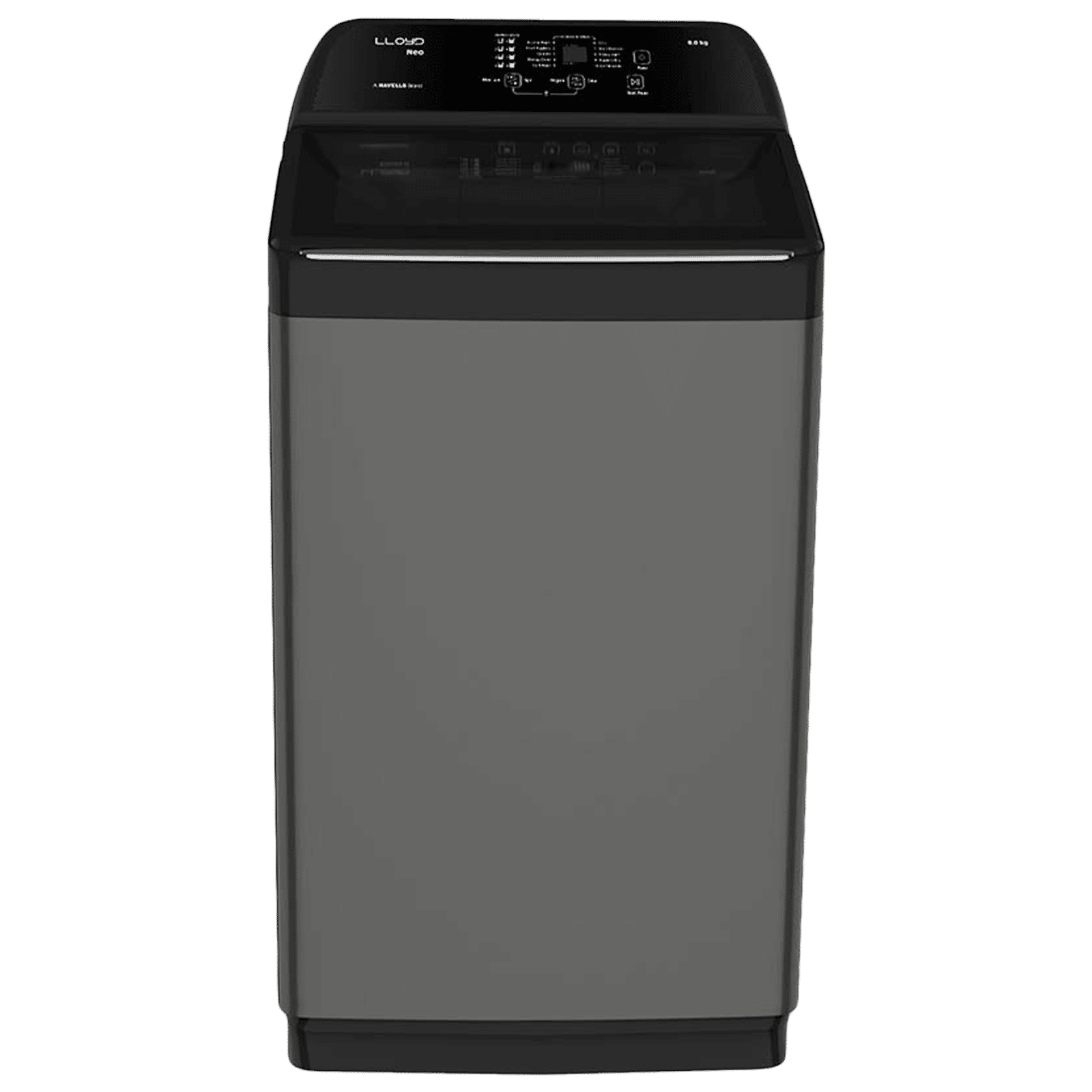 LLOYD 8 kg 5 Star Fully Automatic Top Load Washing Machine (NEO-H, GLWMT80GMBNH, In-built Heater, Mid Black and Black With Chrome)