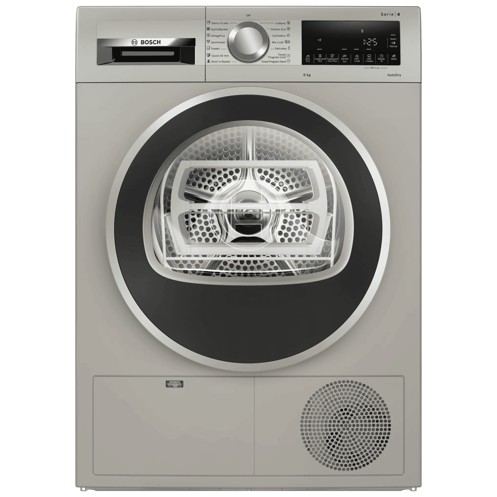 BOSCH 8 kg Fully Automatic Front Load Dryer (Series 4, WPG23108IN, LED Display, Silver Inox)