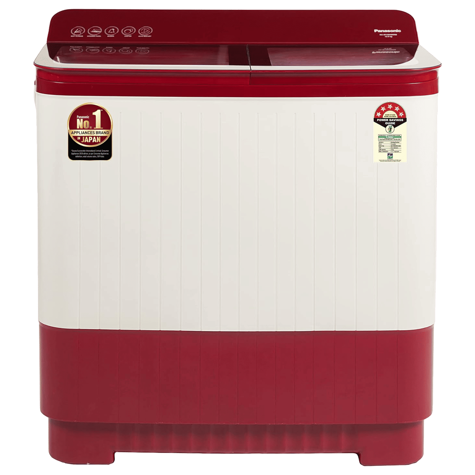 Panasonic 12 kg 5 Star Semi Automatic Washing Machine with Active Foam System (H6, NA-W120H6RRB, Red)