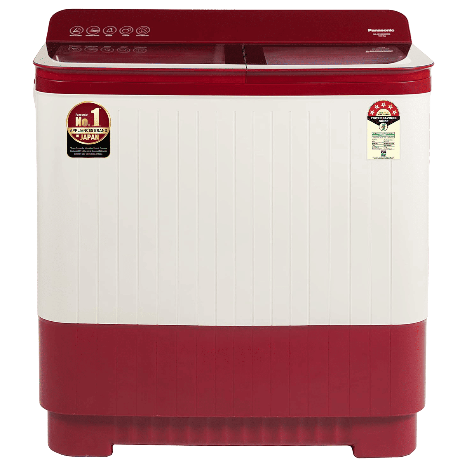 Panasonic 12 kg 5 Star Semi Automatic Washing Machine with Active Foam System (H6, NA-W120H6RRB, Red)