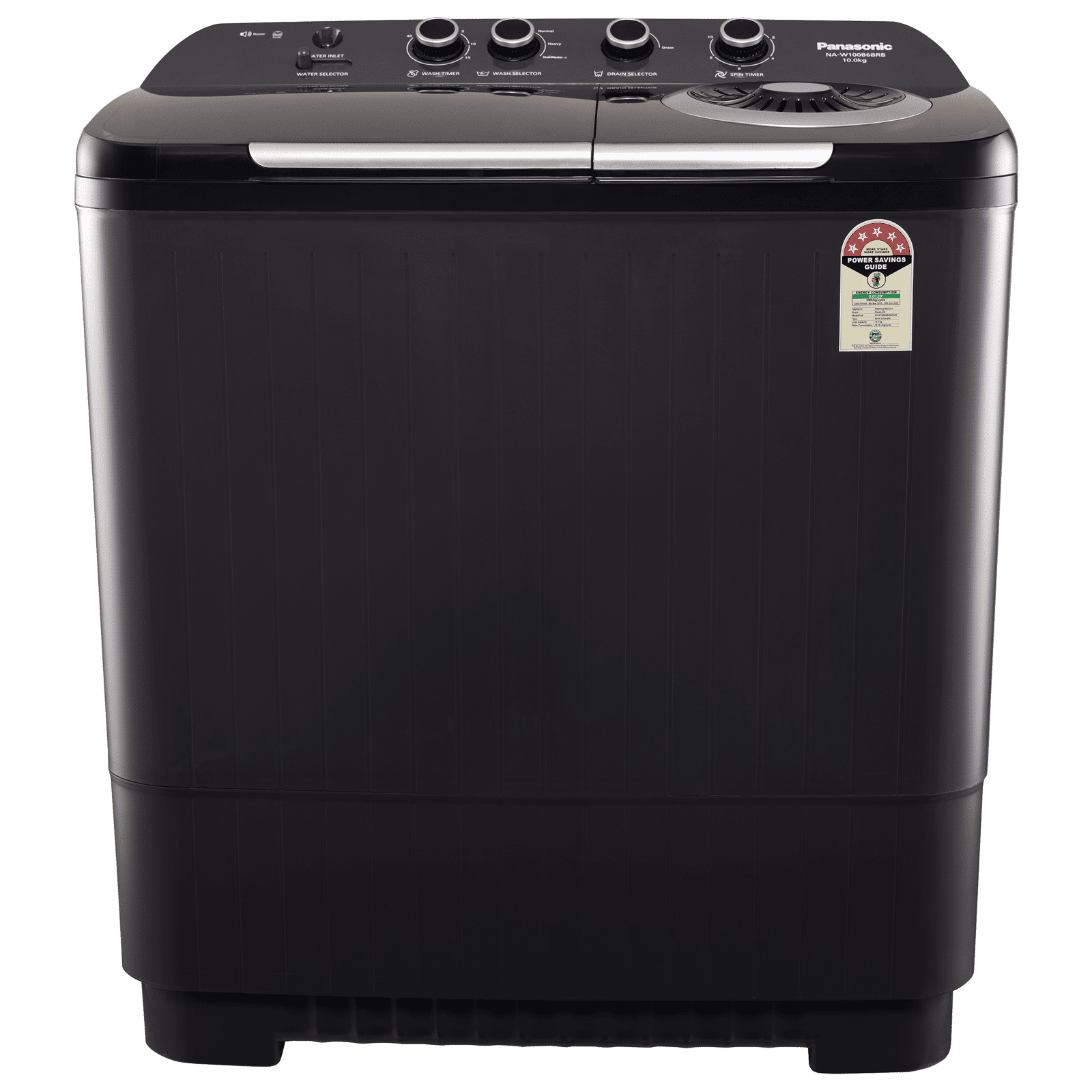 Panasonic 10 kg 5 Star Semi Automatic Washing Machine with Lint Filter (NA-W100B6BRB, Black)