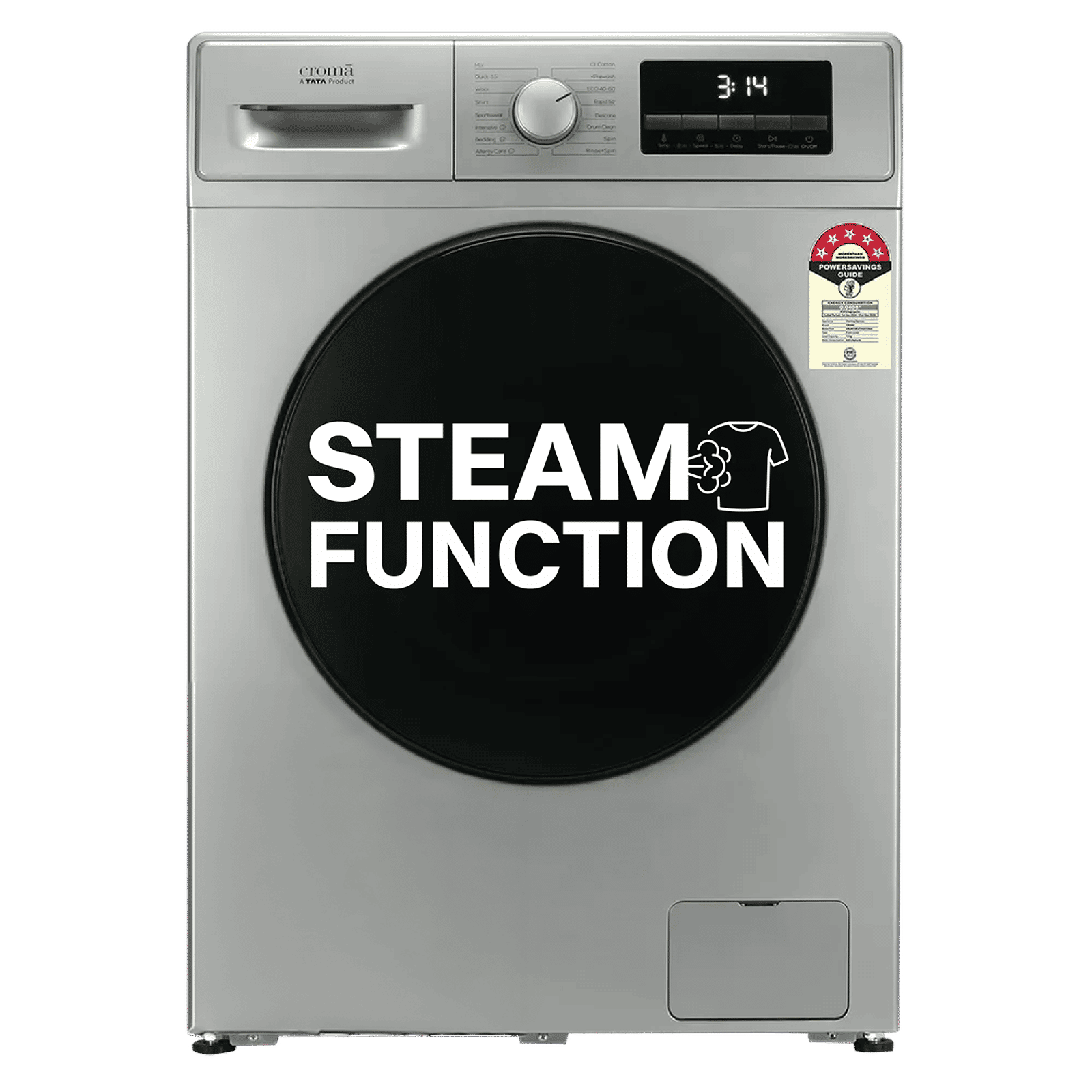 Croma 7 kg 5 Star Fully Automatic Front Load Washing Machine (CRLW070FLF316251, Silver Grey)