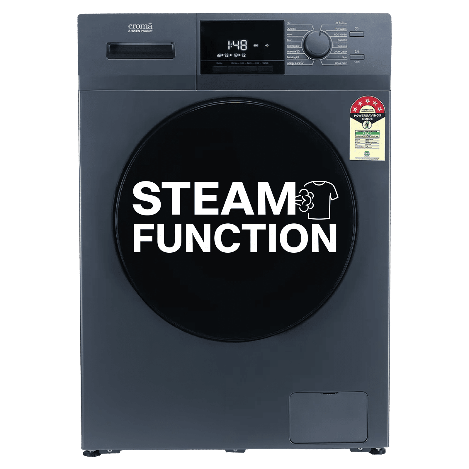 Croma 9 kg 5 Star Inverter Fully Automatic Front Load Washing Machine (CRLW090FLF316253, BLDC Invertor Motor, Polar Blue)