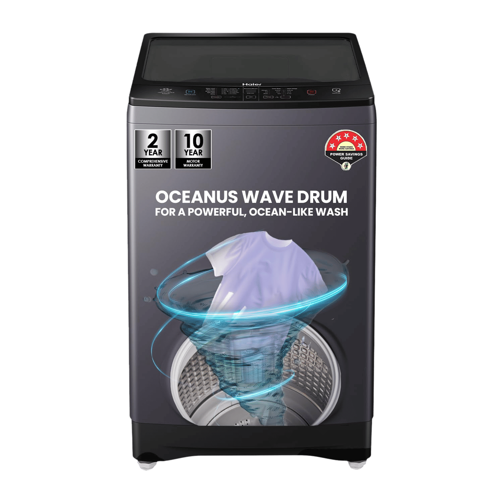 Haier 10.5 kg 5 Star Fully Automatic Top Load Washing Machine (HWM105-826S6, Oceanus Wave Drum, Starry Silver)