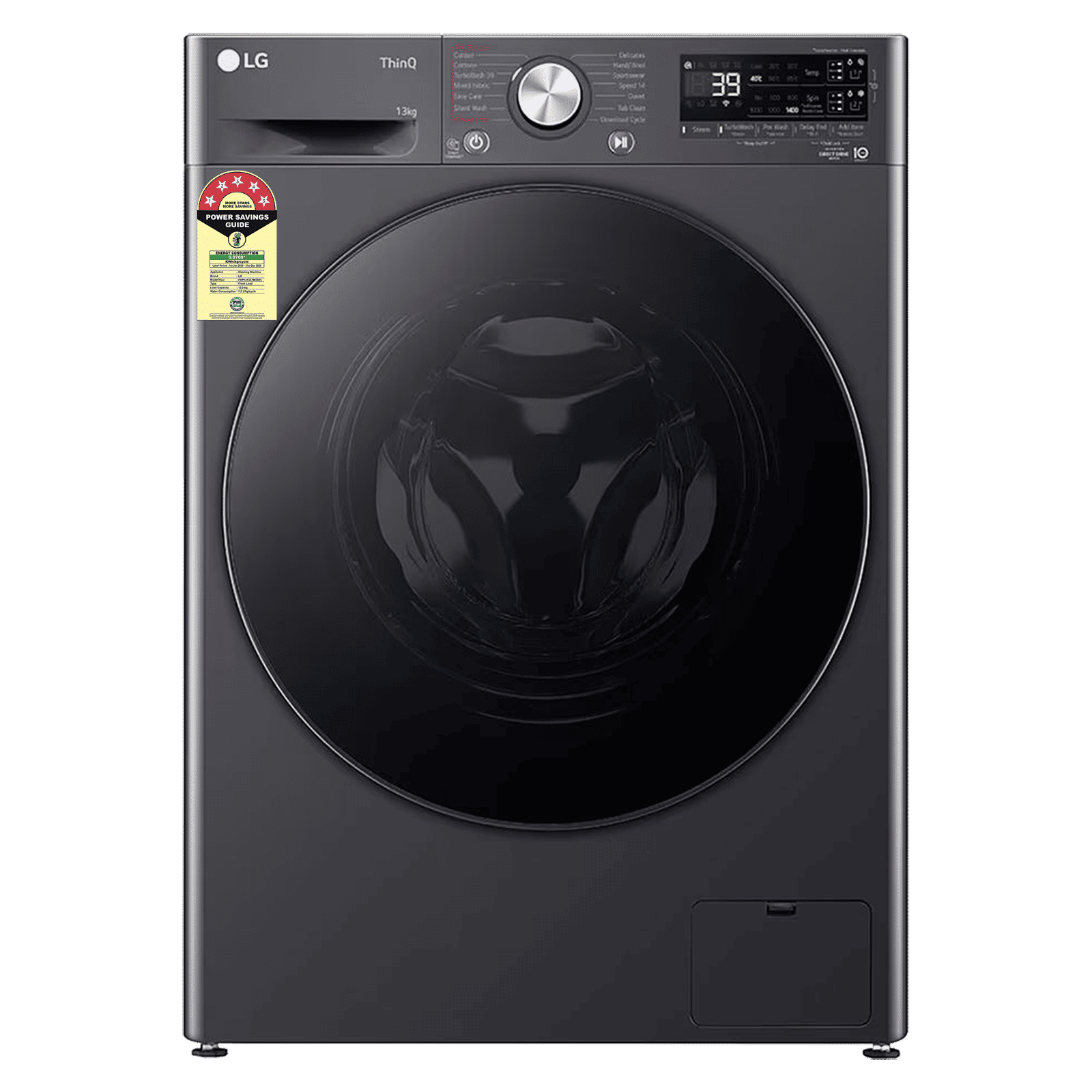 LG 13 kg 5 Star Wi-Fi Inverter Fully Automatic Front Load Washing Machine (FHP1413Z7M, AI Direct Drive, Middle Black)