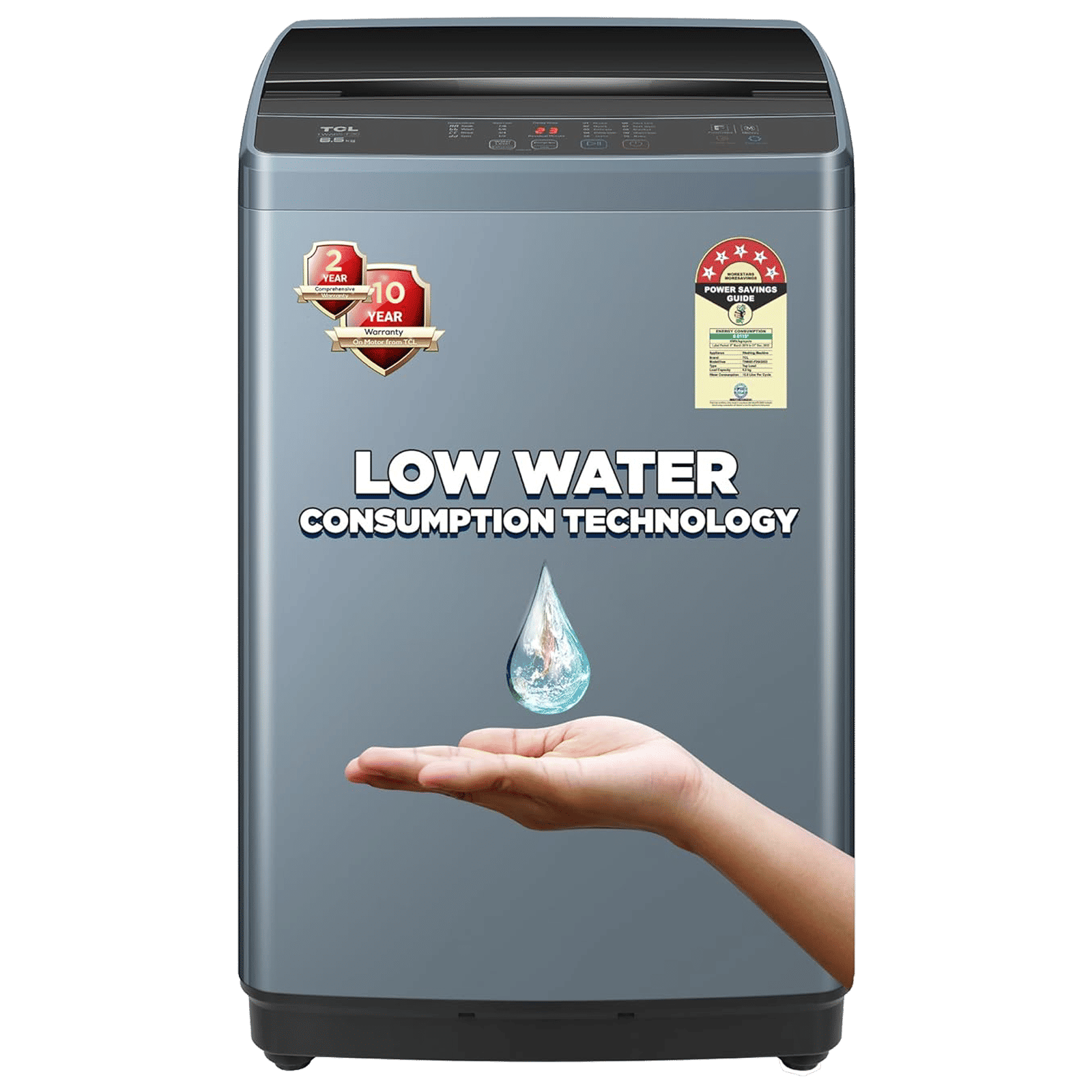 TCL 6.5 kg 5 Star Fully Automatic Top Load Washing Machine (TWA65-F3G, Honeycomb Drum, Dark Grey)