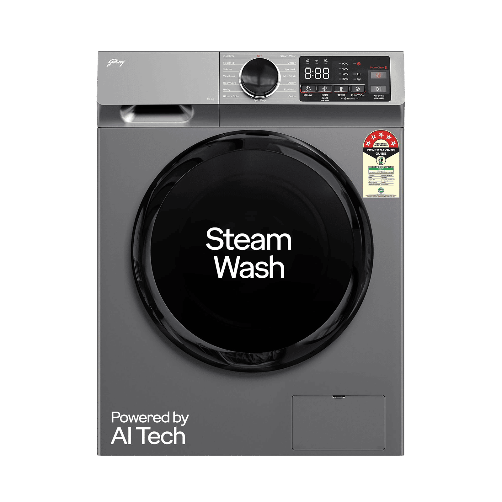 Godrej 10 kg Inverter Fully Automatic Front Load Washing Machine (Eon Celesta, WFEON CEL 1014 IEBT SLSR, In-built Heater, Silver Stream)