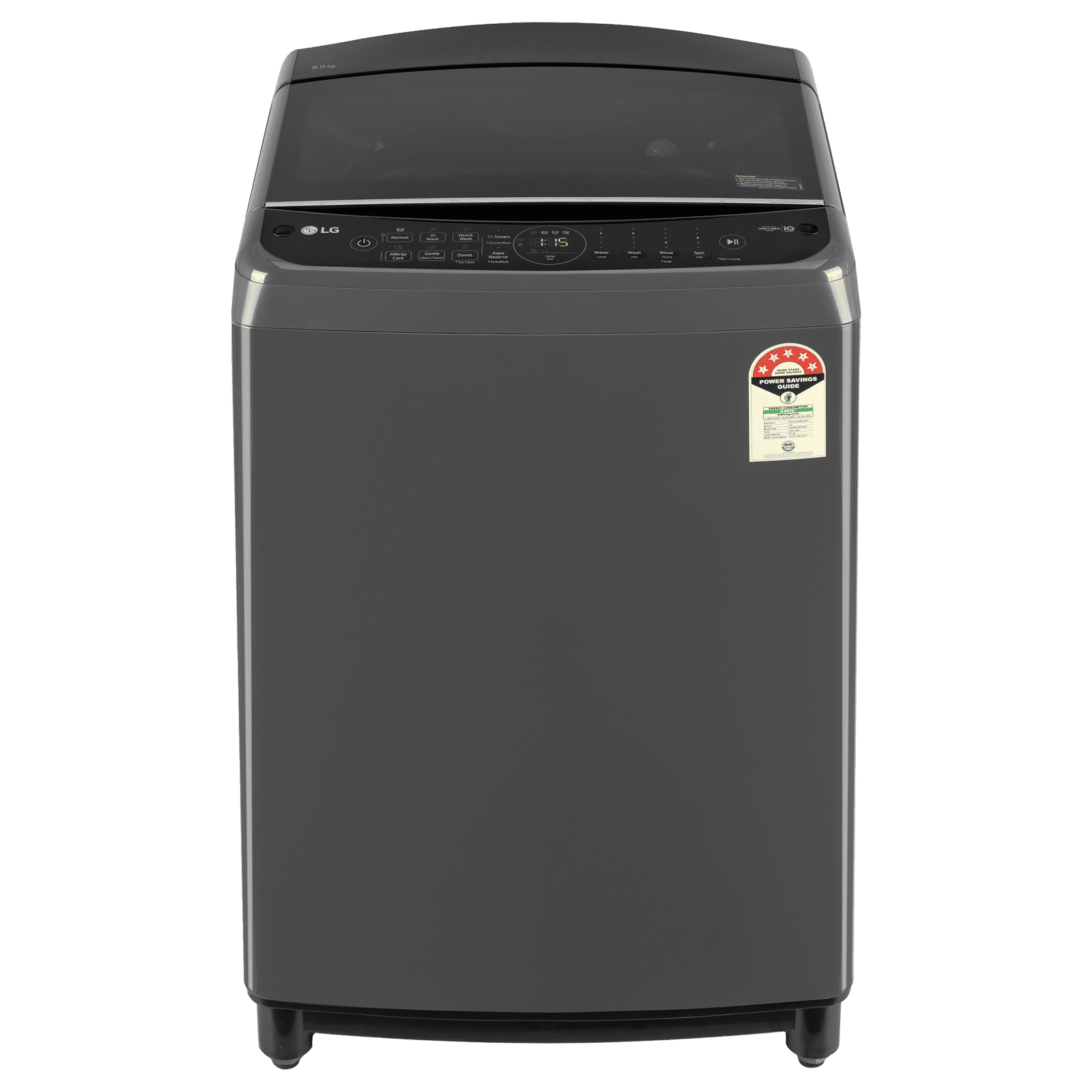 LG 8 kg 5 Star Fully Automatic Top Load Washing Machine (THD08SJM, AI Direct Drive, Middle Black)