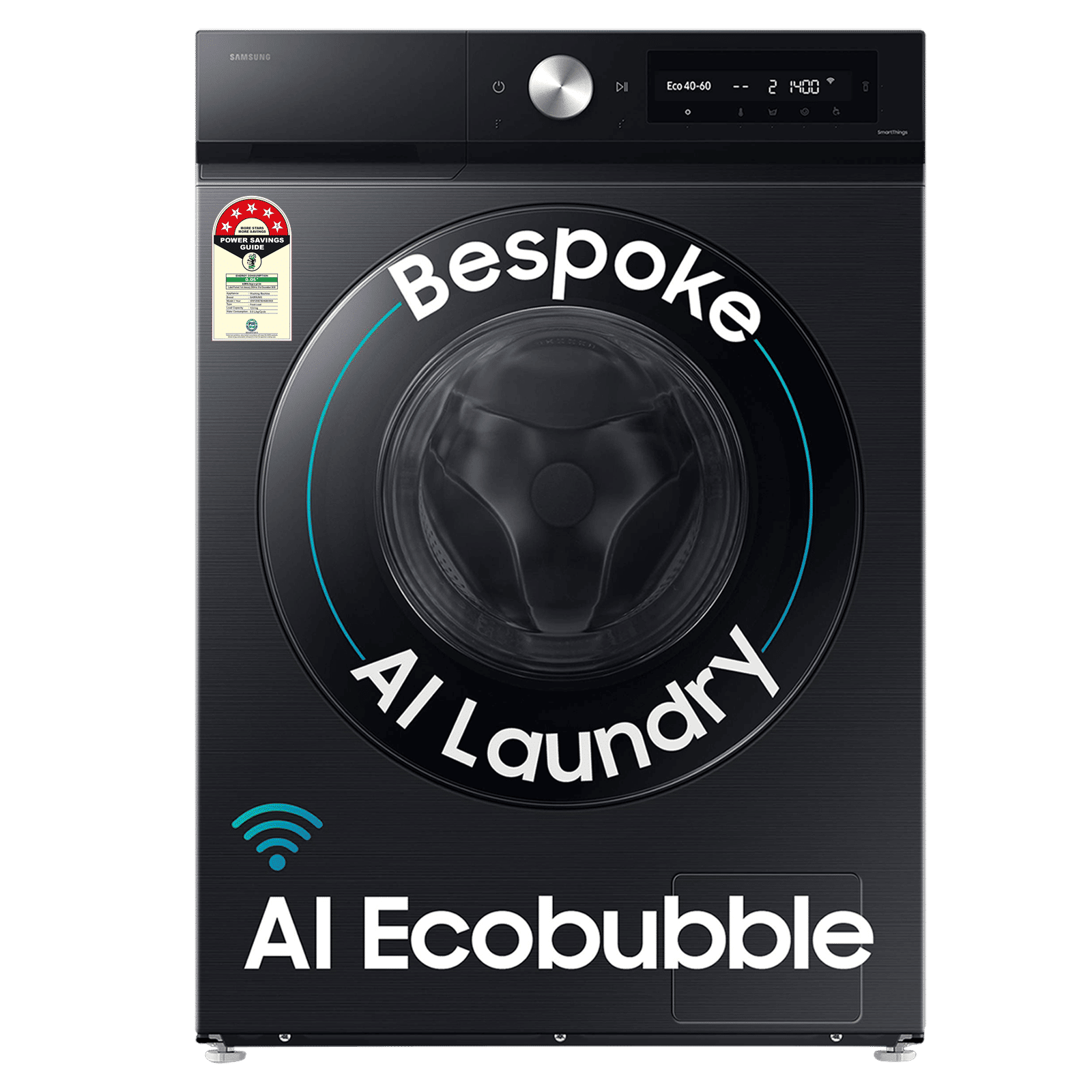 SAMSUNG 12 kg 5 Star Wi-Fi Inverter Fully Automatic Front Load Washing Machine (WW12DB7B24GBTL, AI Control, Black)