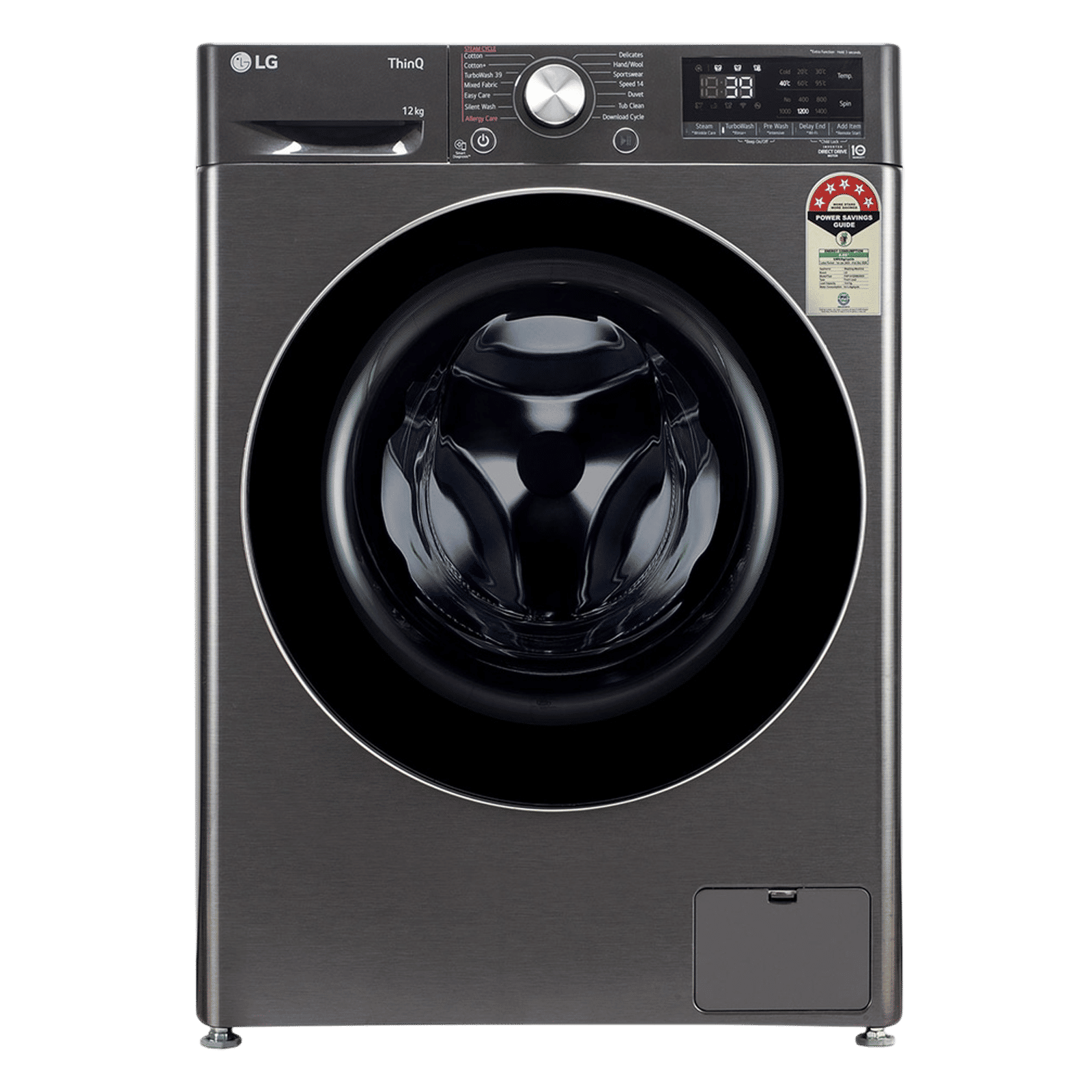 LG 12 kg 5 Star Wi-Fi Inverter Fully Automatic Front Load Washing Machine (FHP1412Z9B.APBQEIL, AI Direct Drive, Platinum Black)