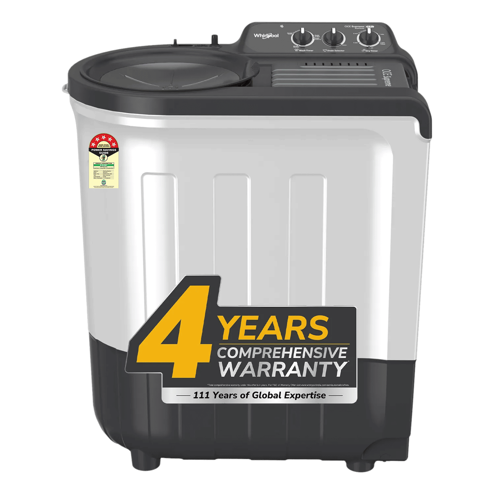Whirlpool 6.5 kg 5 Star Semi Automatic Washing Machine with In built Scrubber (Magic Clean , 30337, Grey)
