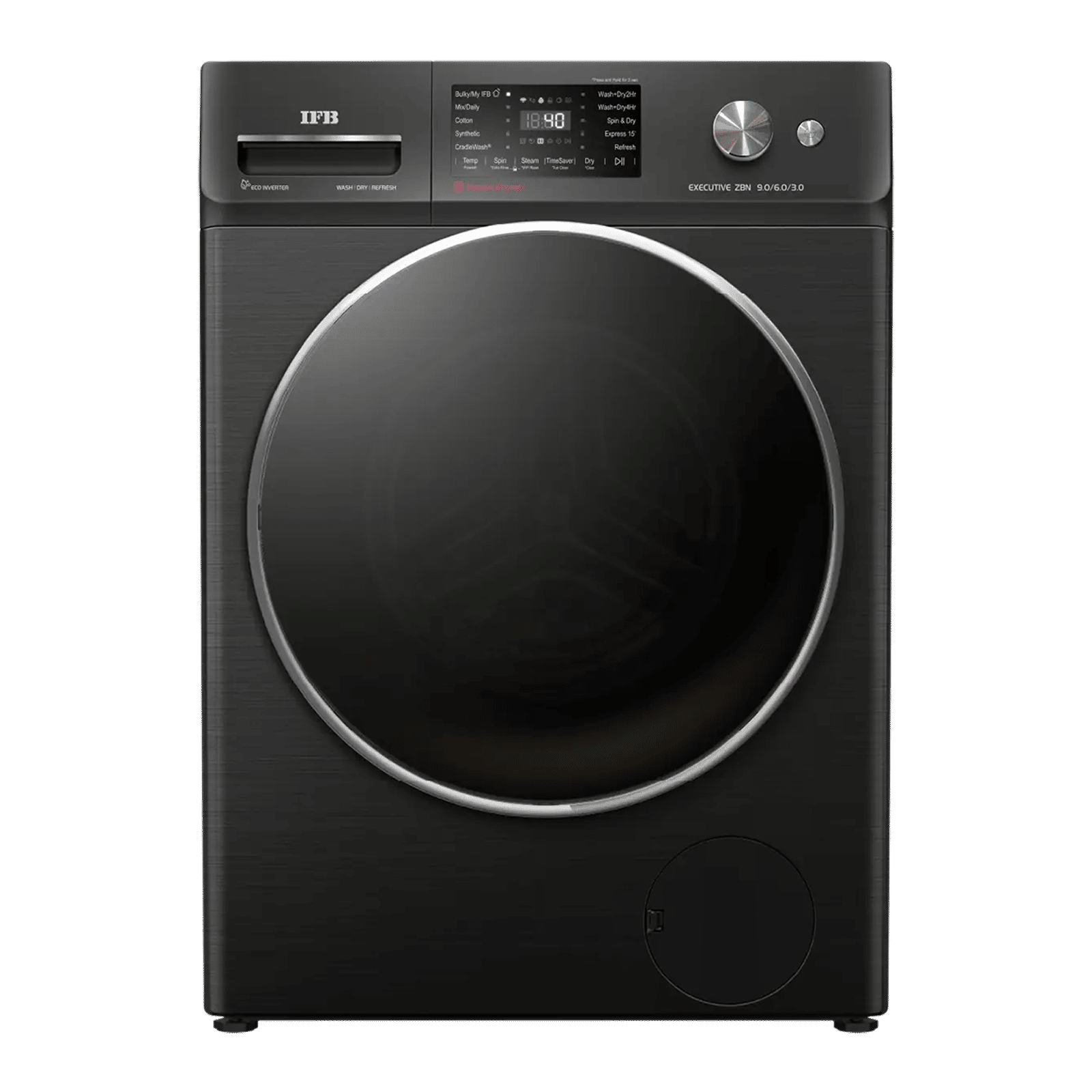 IFB 9/6/3 kg Wi-Fi Inverter Fully Automatic Front Load Washer Dryer Refresher (Executive ZBN, AI Technology, Black Hairline)