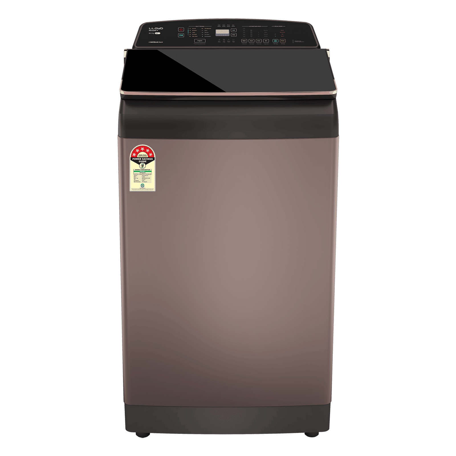 LLOYD 8.5 kg 5 Star Wi-Fi Inverter Fully Automatic Top Load Washing Machine (Novante IOT, GLWT855N12CB, 12 i-Sense Technology, Copper Blush)