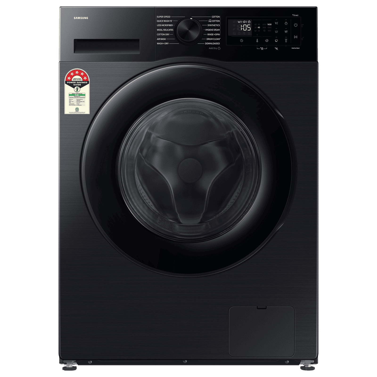 SAMSUNG 12/7 kg 5 Star Wi-Fi Inverter Fully Automatic Front Load Washer Dryer (5 Series, WD12FG5B34BBTL, Hygiene Steam, Black)