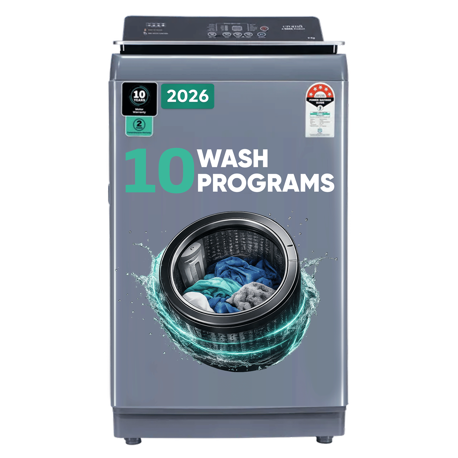 Croma 9 kg 5 Star Fully Automatic Top Load Washing Machine (Pulsator Technology, Inox Grey)