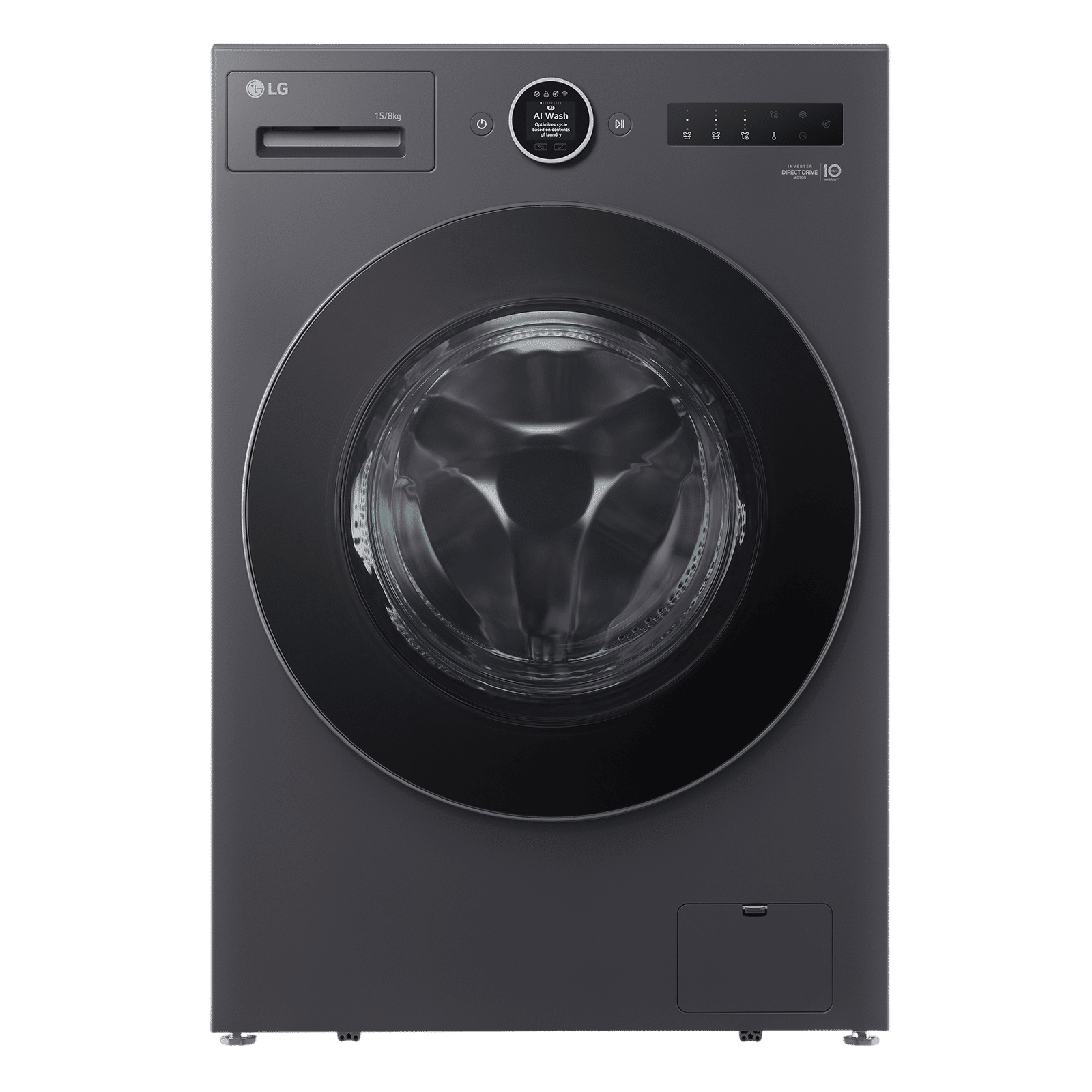 LG 15/8 kg Wi-Fi Inverter Fully Automatic Front Load Washing Machine (VX Series, FDX91508A9E.AEGQEIL, AI Direct Drive 2.0, Essence Graphite)