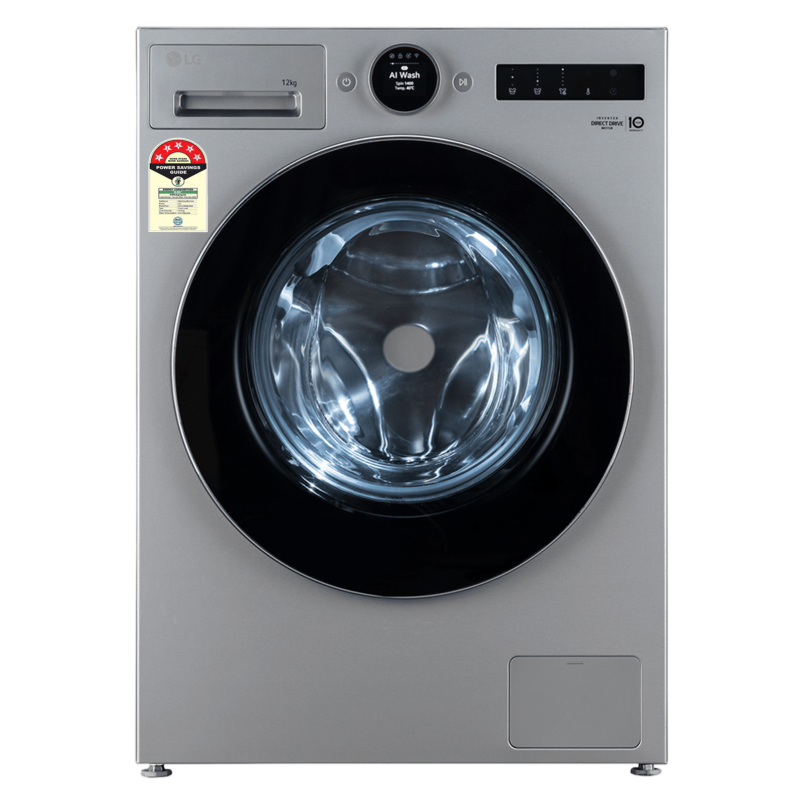 LG 12 kg 5 Star Wi-Fi Fully Automatic Front Load Washing Machine (VX Series, FX1412N9S.AESQEIL, AI Direct Drive, Essence Silver)