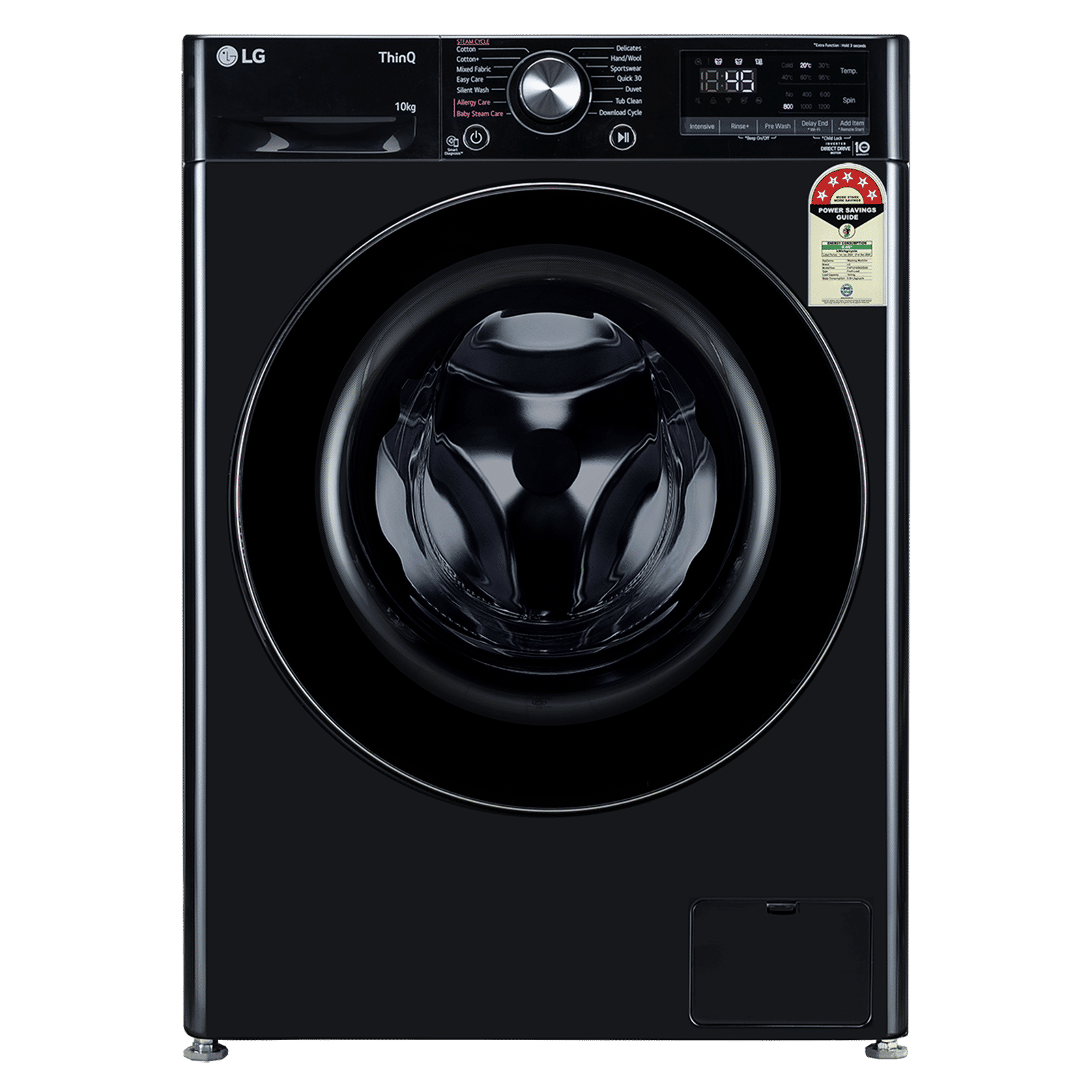 LG 10 kg 5 Star Wi-Fi Fully Automatic Front Load Washing Machine (Vivace Premium, FHP1210Z6O.ANBQEIL, AI Direct Drive, Onyx Black)