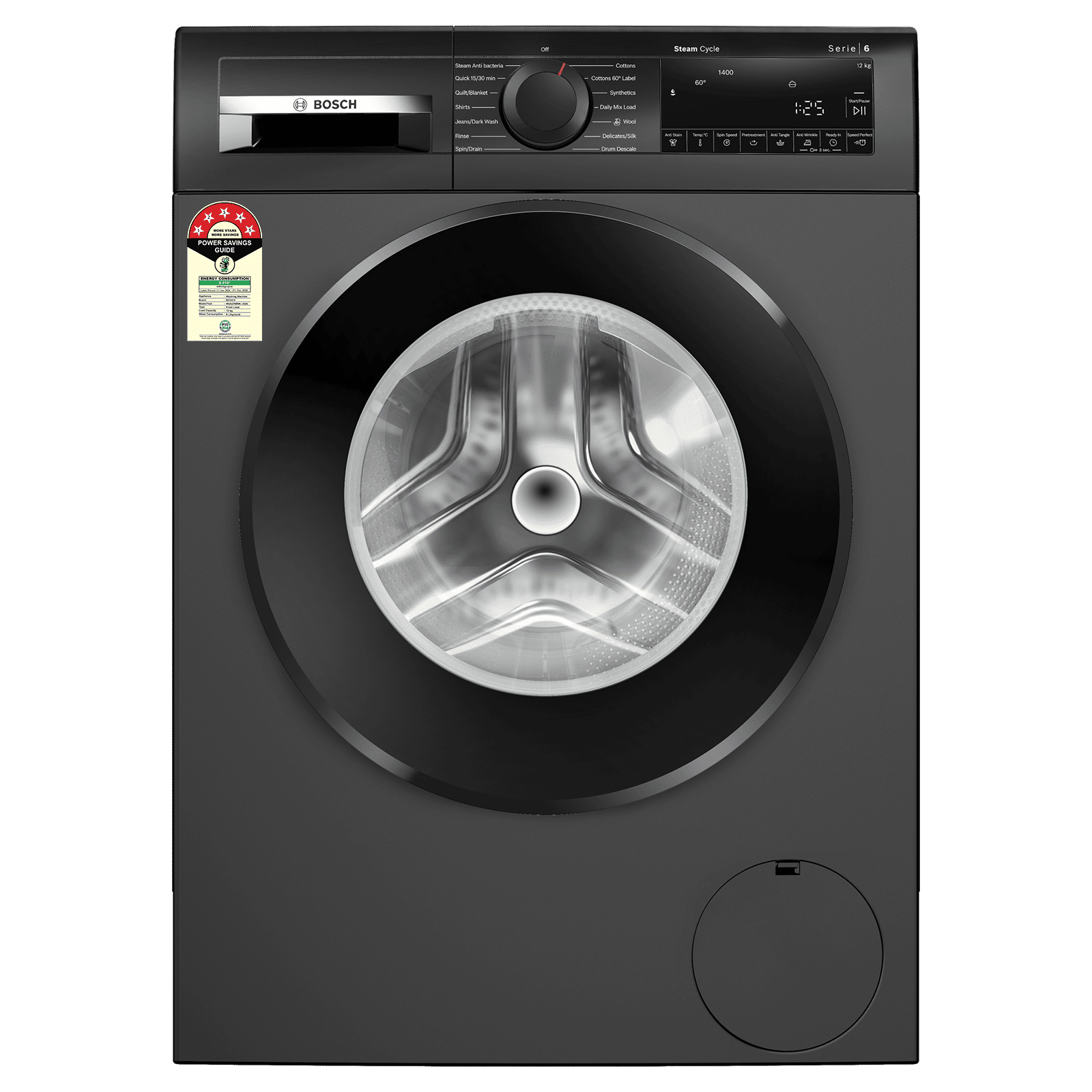 BOSCH 12 kg 5 Star Fully Automatic Front Load Washing Machine (Series 6, WGA2740RIN, EcoSilence Drive, Silver)