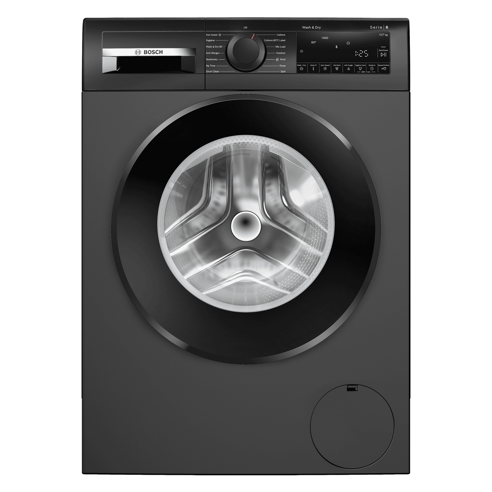 Bosch 12/7 kg Fully Automatic Front Load Washer Dryer (Series 6, WNA2740RIN, EcoSilence Drive, Cast Iron Grey)
