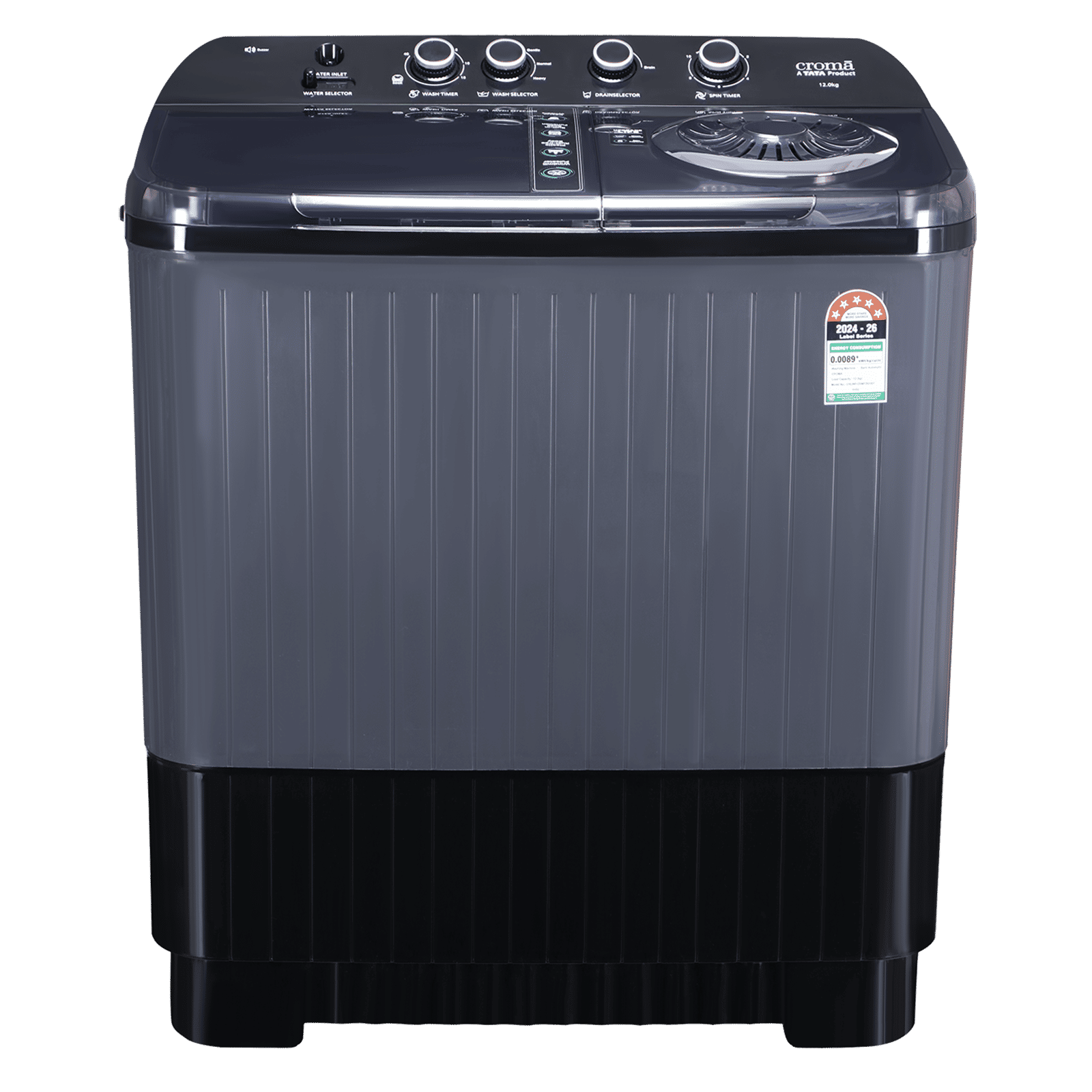 Croma 12 kg 5 Star Semi Automatic Washing Machine with Pulsator Technology (Dark Grey)-picture-21