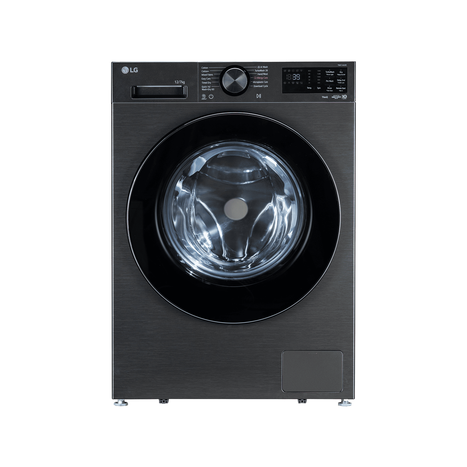 LG 12/7 kg Wi-Fi Inverter Fully Automatic Front Load Washing Machine (GVX, FDX1207N5B, Turbowash 360, Platinum Black)