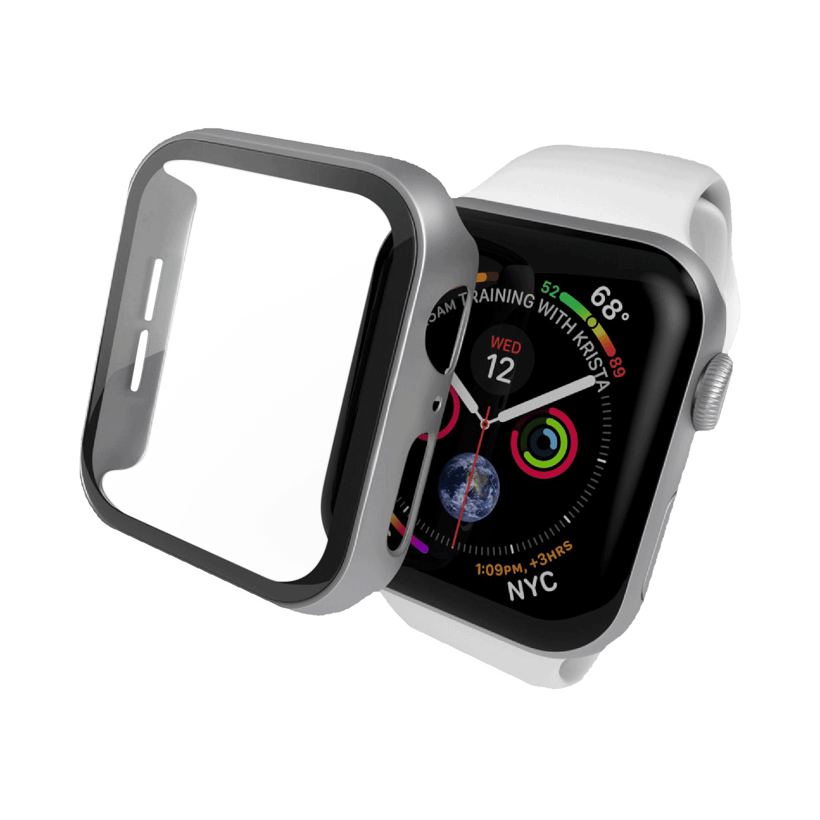 Hyphen DEFENDR TPU Bumper Case for Apple Watch Series SE, 4, 5 & 6 (40mm) (Touch Sensitive Tempered Glass, Silver)