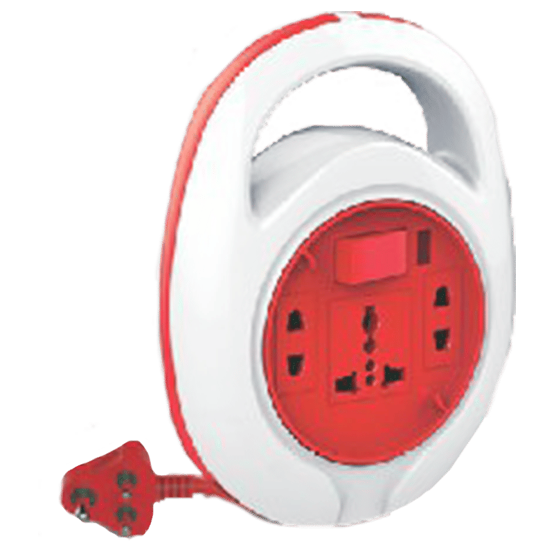 Goldmedal Curve Quord 10 Amp 3 Sockets Extension Board 4 Meters (Minimalistic Elegance, 205119, White/Red)