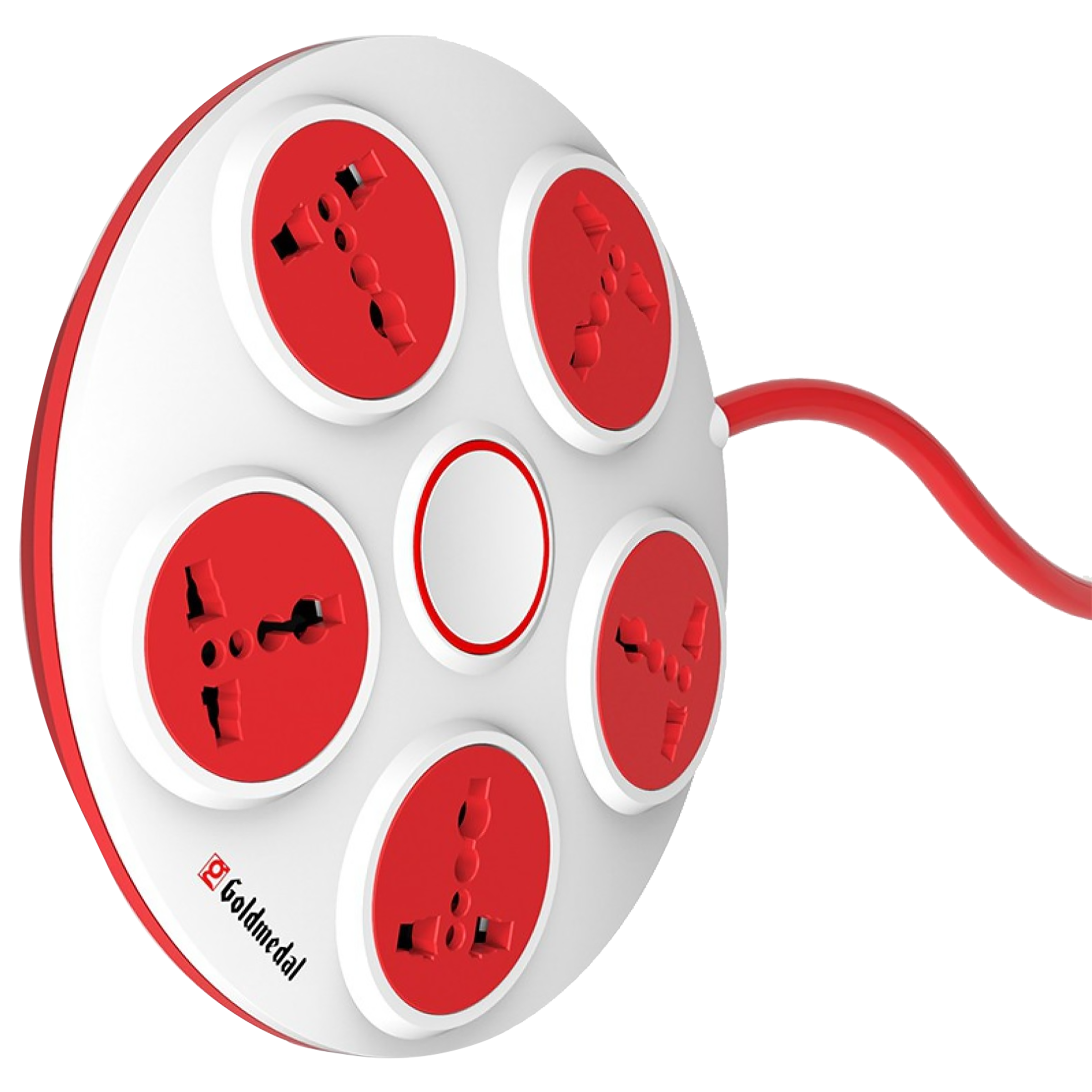 Goldmedal Curve Plus 6 Amp 5 Sockets Spike Guard With Individual Switch 2 Meters (Master Switch, 205104, White/Red)