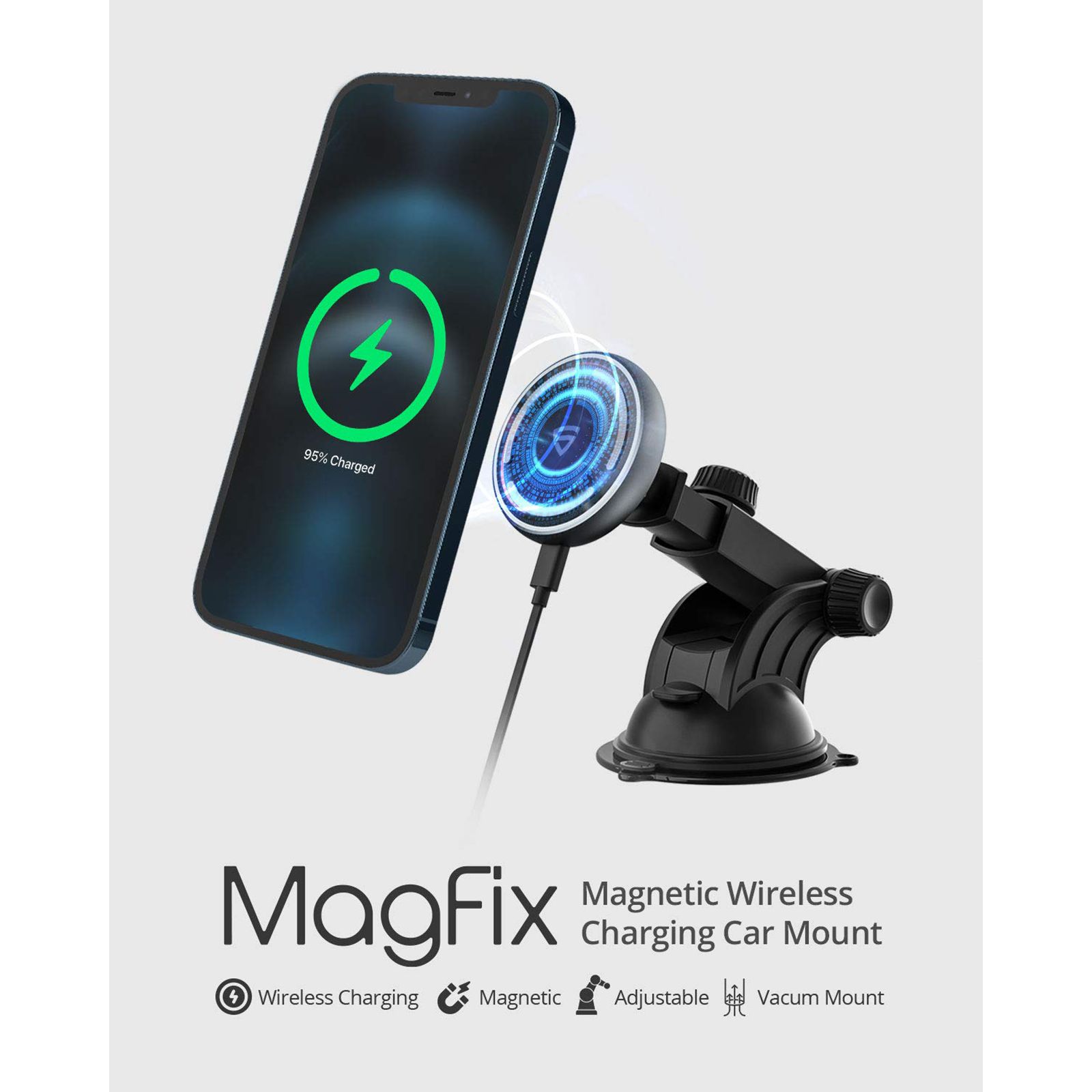 car cigarette lighter wireless charger for MagSafe Mount [Dual USB Charger] Magnetic Phone Holder for Car [Fast Charging] Phone Holders for Your Car for iPhone Air 17 Pro Max16 15 14 13 eliminating the need for messy cables and providing a clean DACK Mag-Safe 15W Car Cigarette