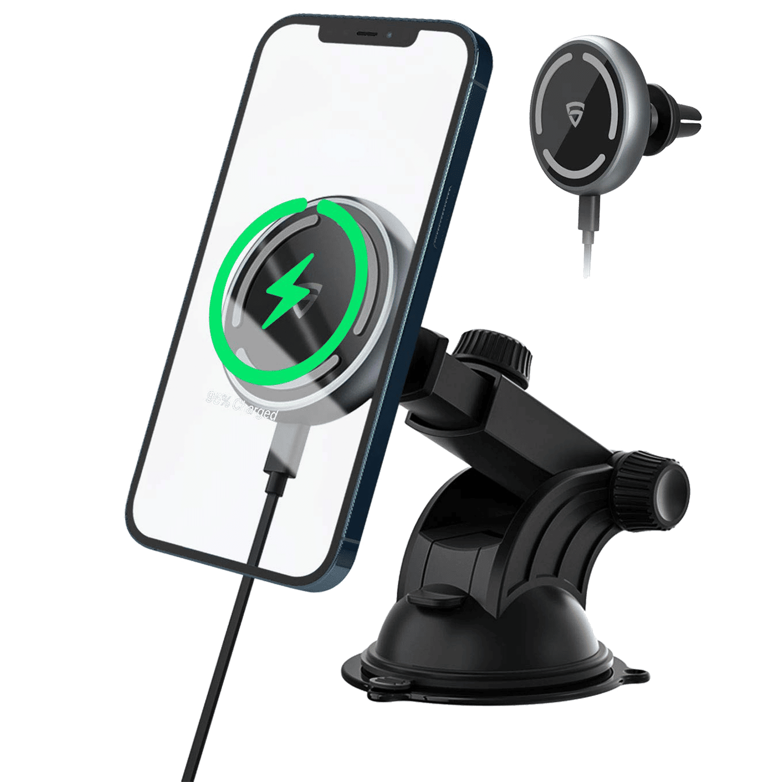 RAEGR MagFix Arc M1310 15 Watts Car Charging Adapter with Cable (Wireless, RG10214, Black)