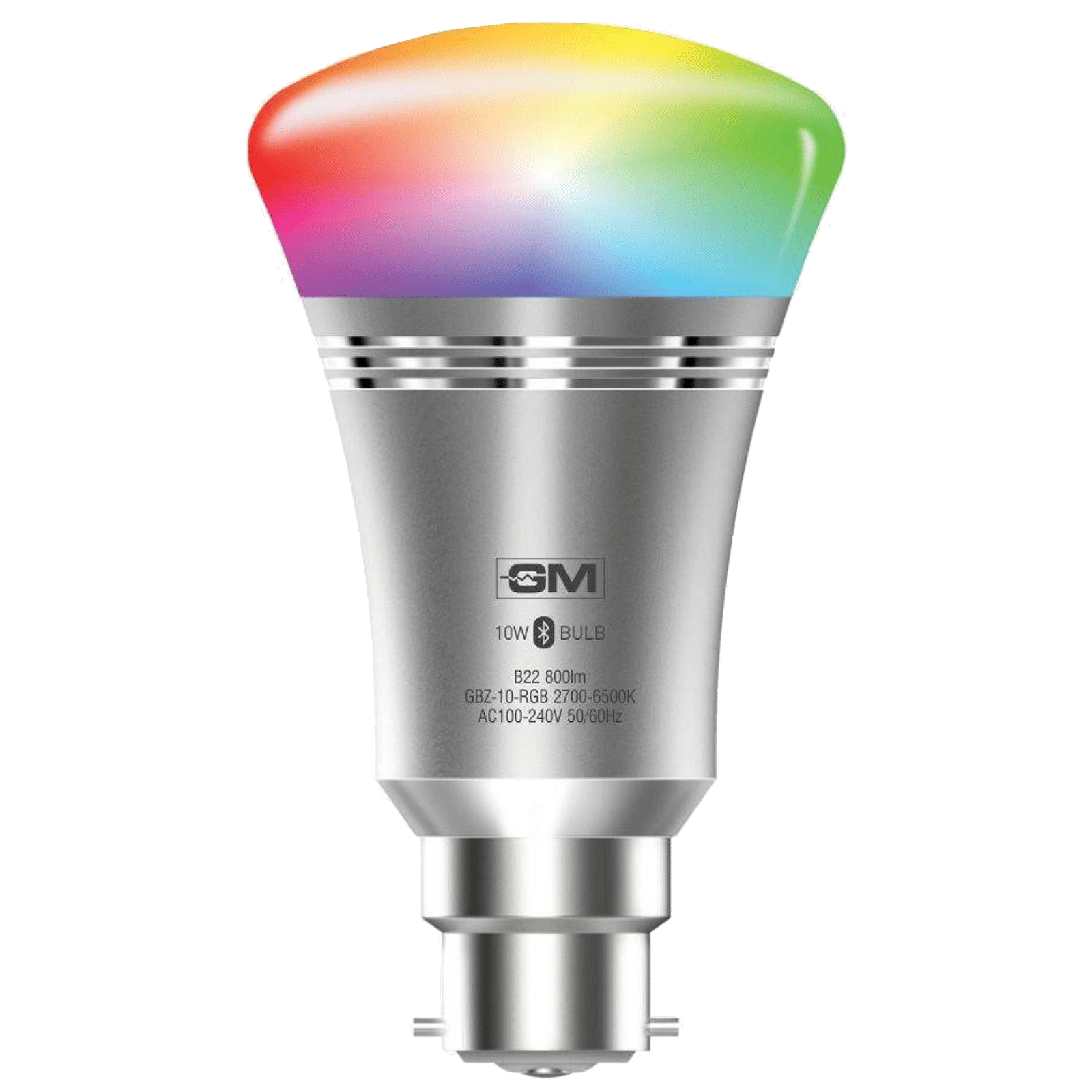 GM Glitz Air 10 Watts LED Smart Bulb (Color Changing App Controlled Bluetooth, GBZ-10-RGBWW-NA, Multicolor/Silver)