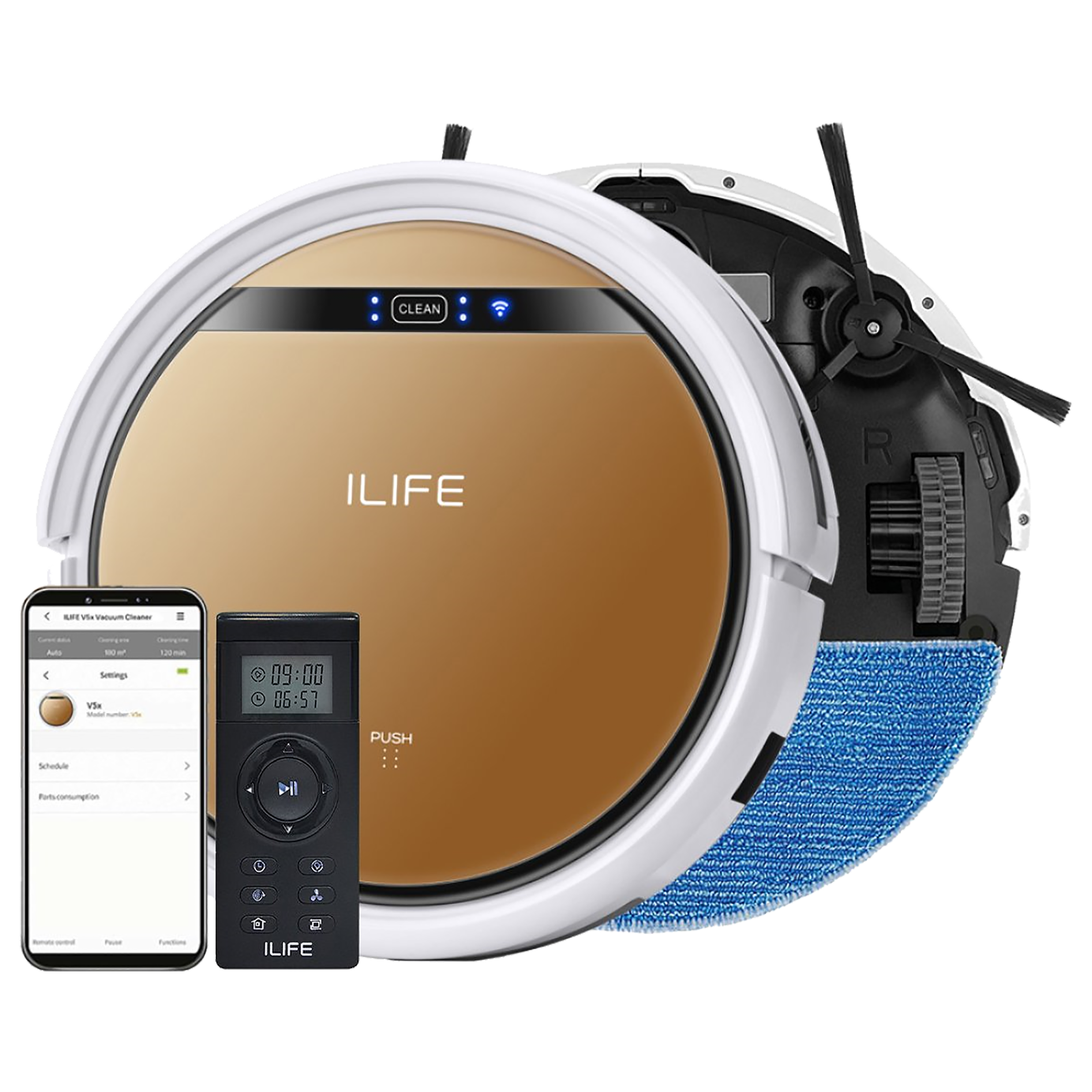 ILIFE V5x Robotic Vacuum Cleaner (0.3 Litres Tank, Gold)