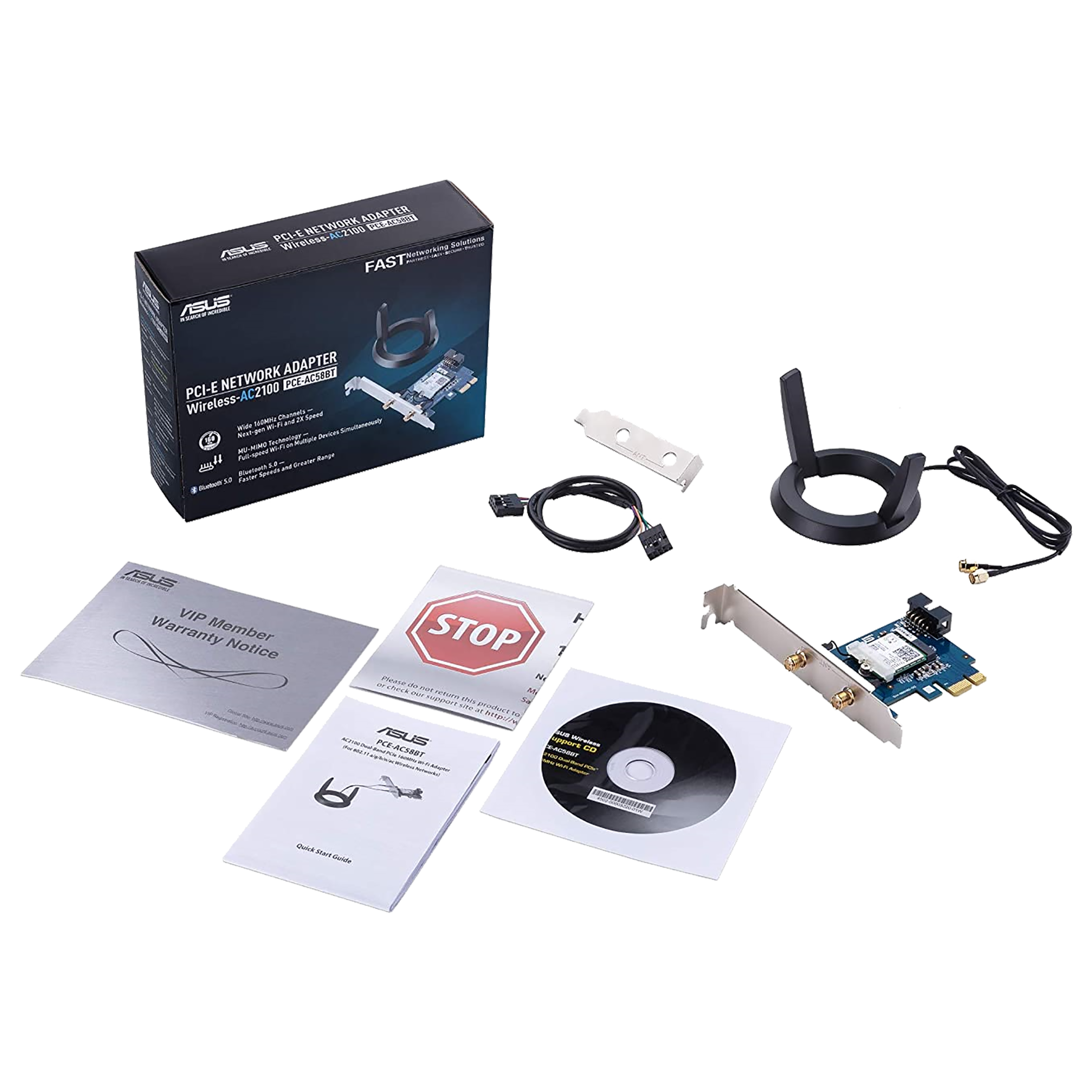 Carte Réseau ASUS PCE-AC58BT WiFi AC2100 + Bluetooth 5.0 (sans Antenne) - Occasion