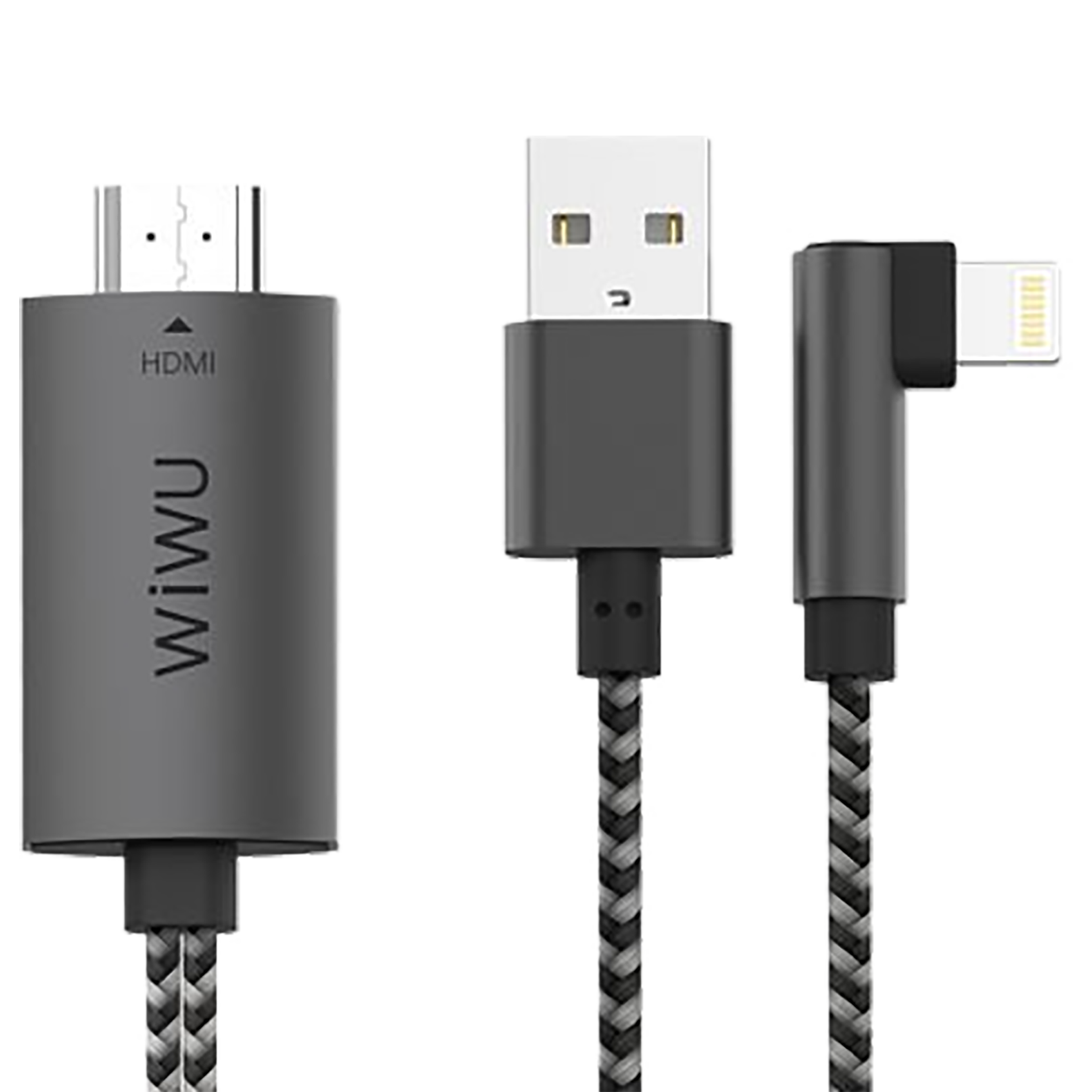 WiWU X7 Meter HDMI (Type-A) to Lightning/USB (Type-A) Video Display  Cable (Eco-Friendly, WU3473, Black)