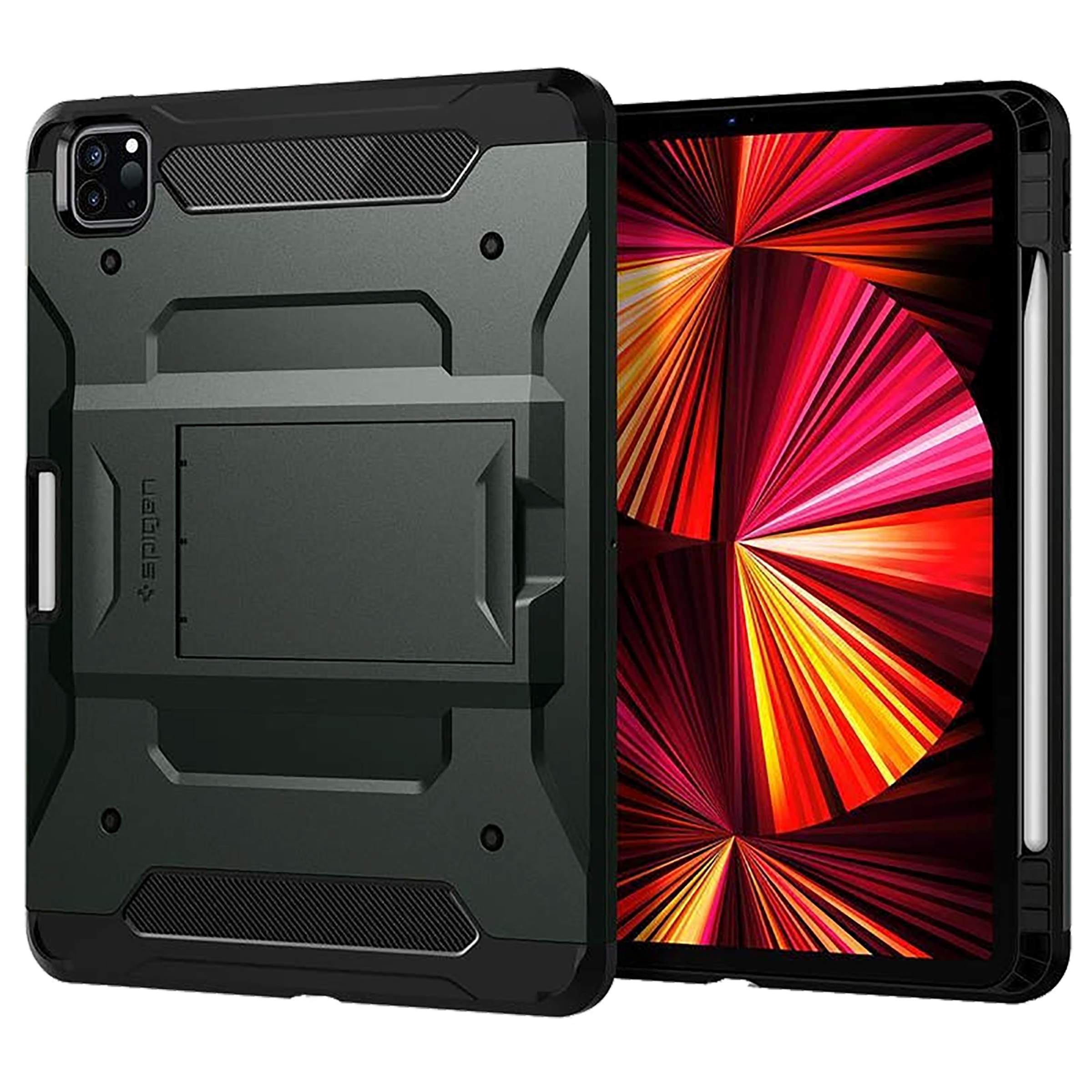 spigen Tough Armor Pro TPU Back Cover for Apple iPad Pro 11 Inch (Air Cushion Technology, Military Green)