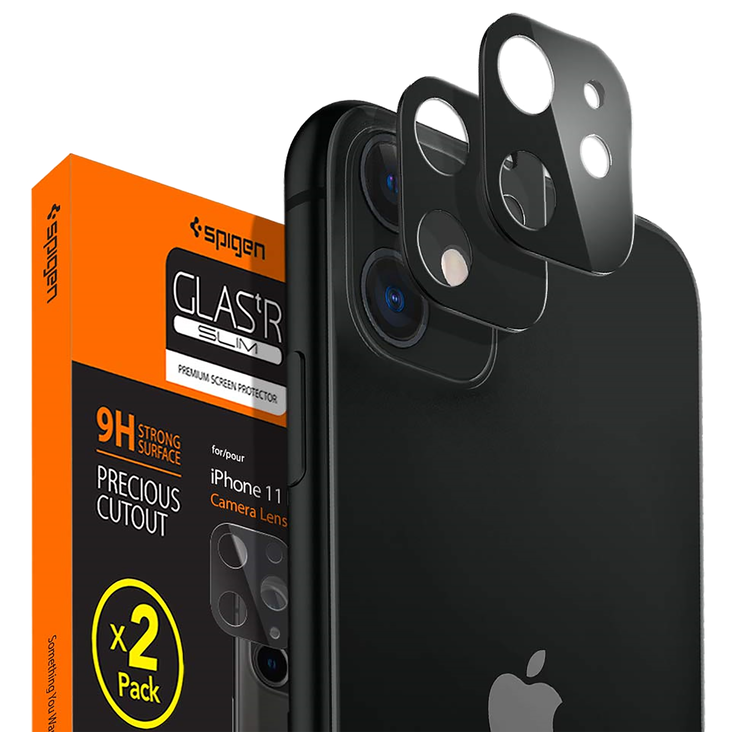 spigen Slim Camera Lens Protector For iPhone 11 (Oleophobic  Coating, AGL00509, Yellow)