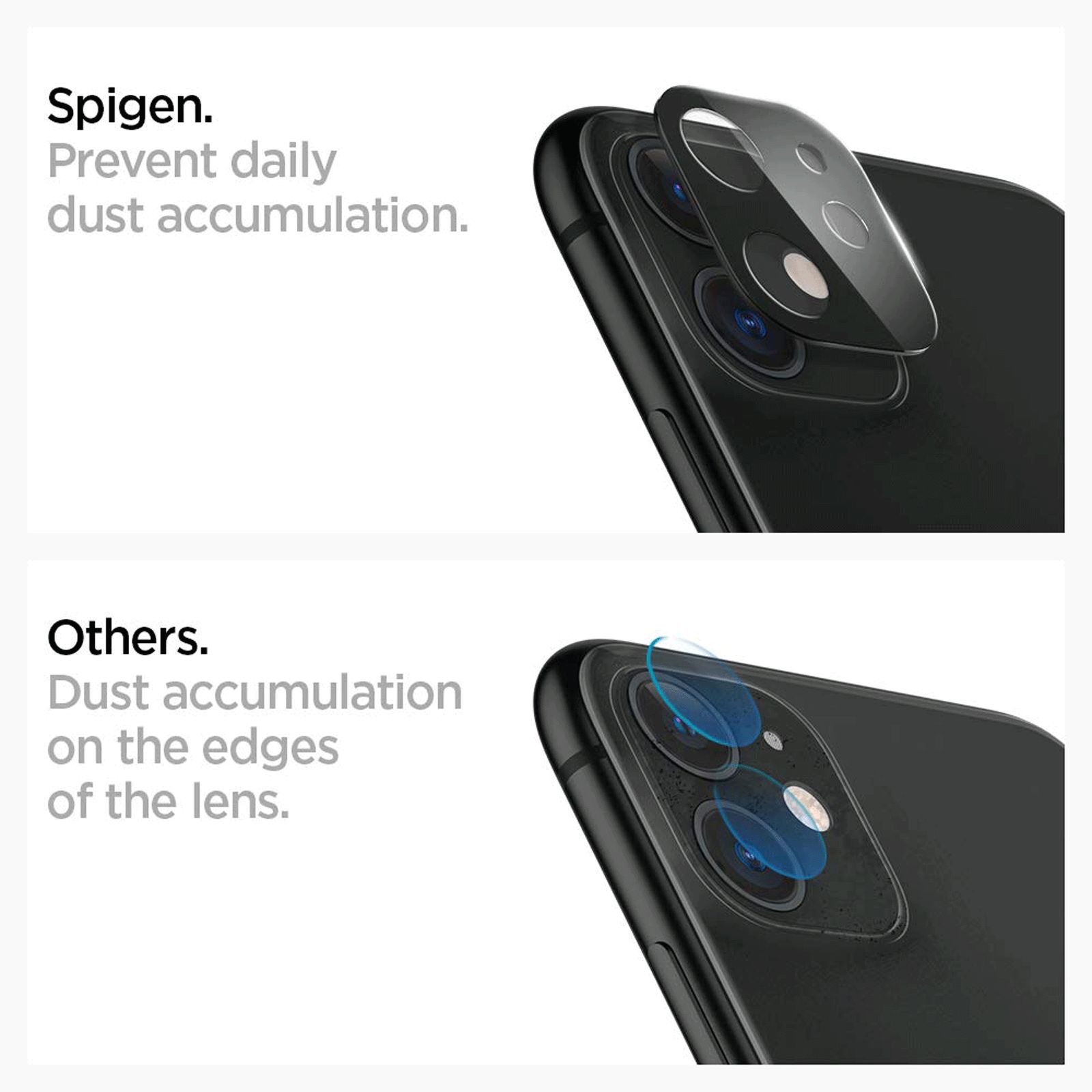 spigen Slim Camera Lens Protector For iPhone 11 (Anti-Scratch,  AGL00506, Black)