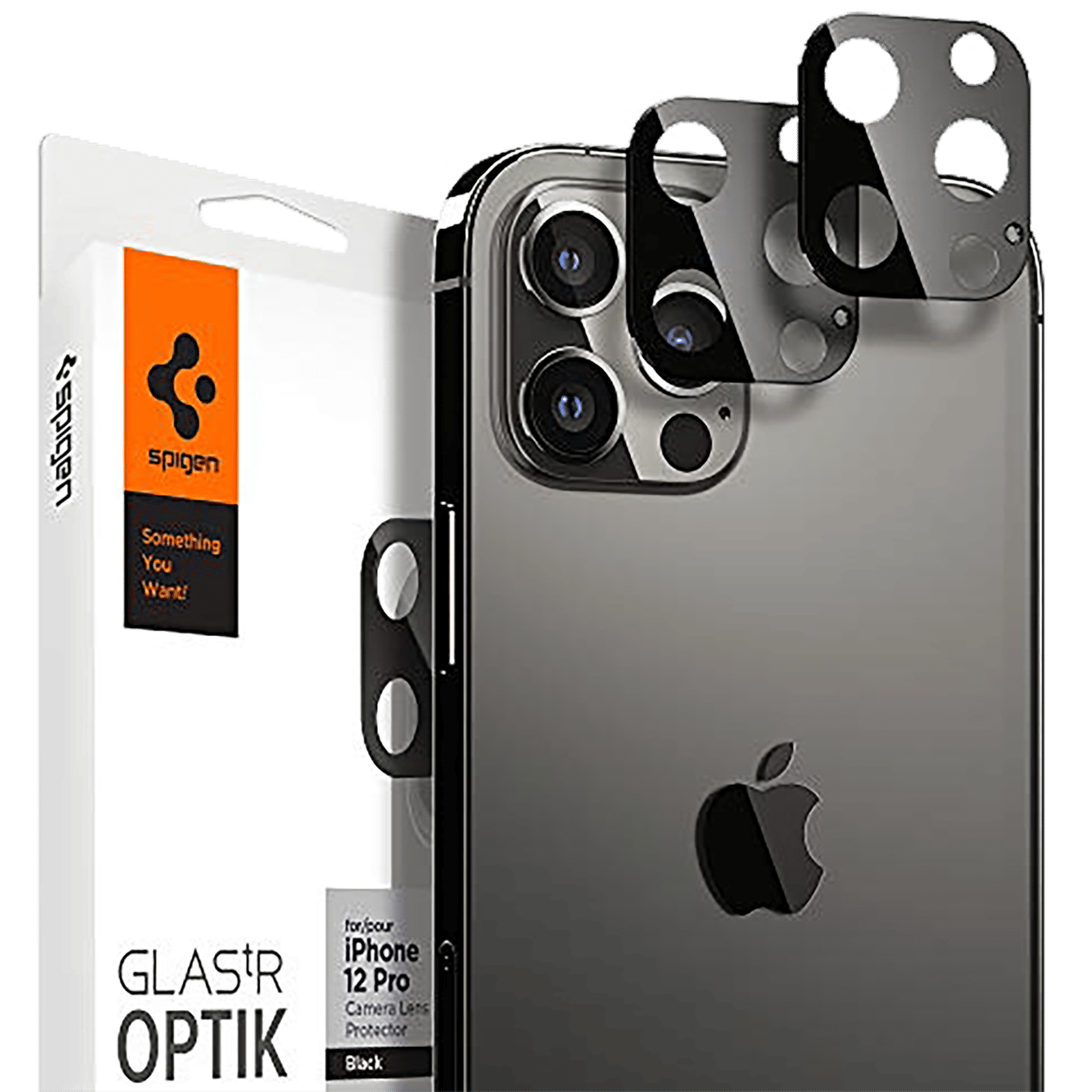 spigen Glas.tR Optik Camera Lens Protector For iPhone 12 Pro (Anti-Shatter, AGL01807, Black)
