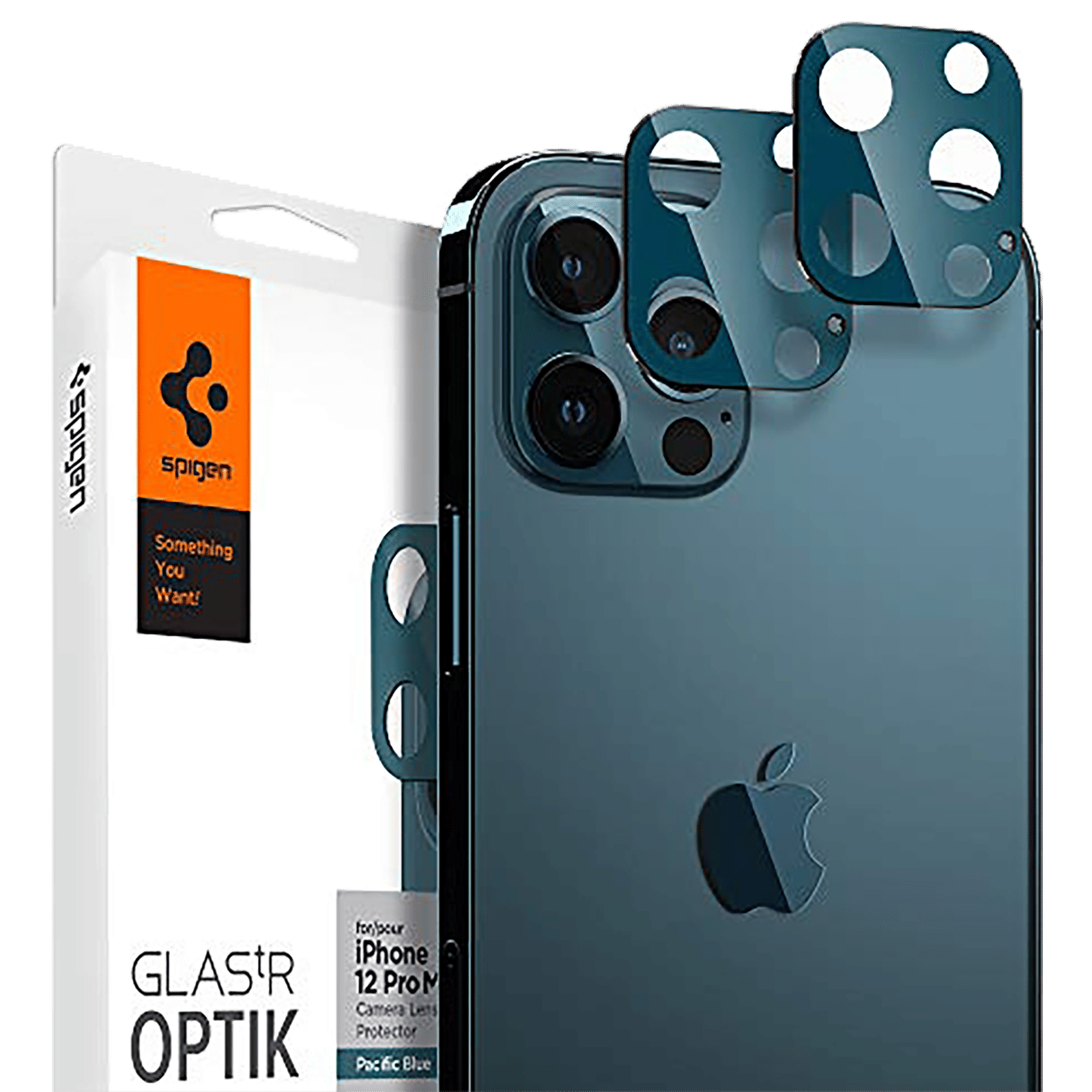 spigen Glas.tR Optik Camera Lens Protector For iPhone 12 Pro Max (9H Screen Hardness, AGL02456, Blue)