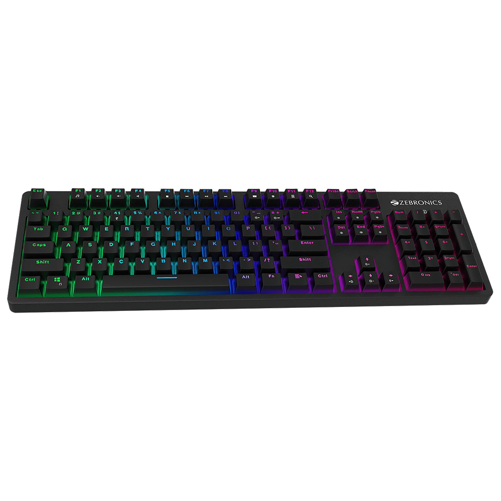 ZEBRONICS Max Plus V2 Wired Gaming Keyboard with Integrated Multimedia Keys (5 LED Speed Modes, Black)