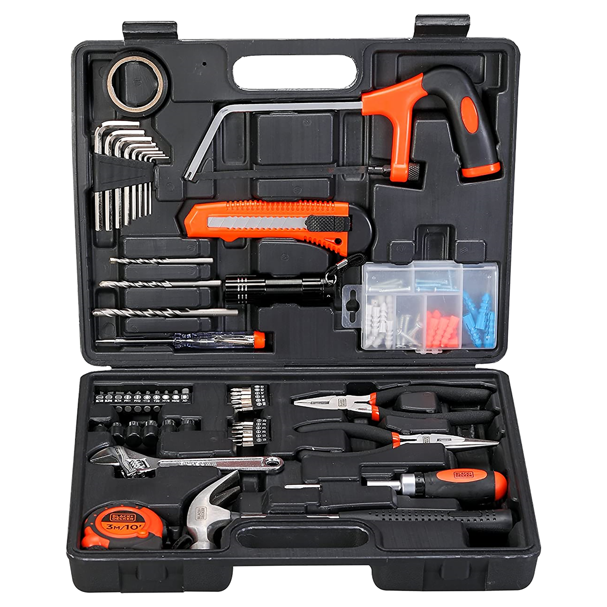 BLACK+DECKER BMT108C Hand Tool Kit (Tools Are Securely Housed, Orange)