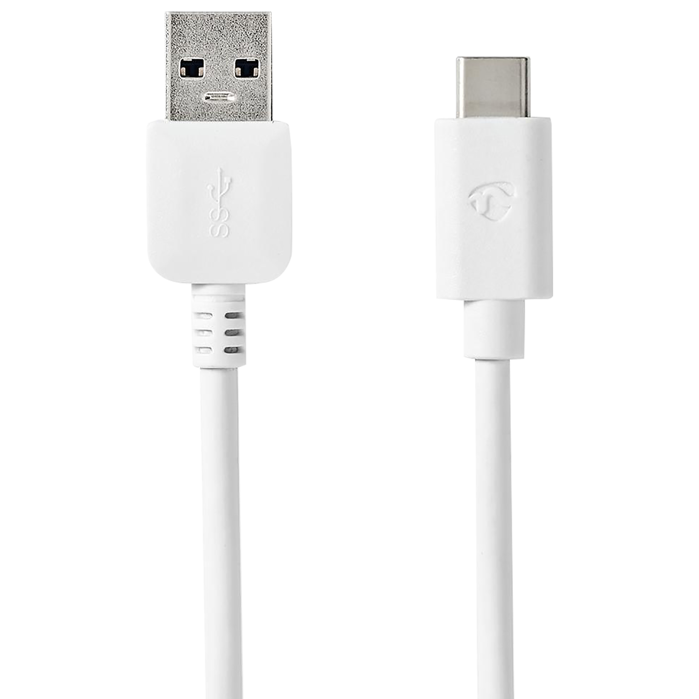 Nedis CCGW61600WT20 PVC 2 Meter USB 2.0 (Type-A) to USB 3.0 (Type-C) Data Transfer USB Cable (Durable Die-Cast Zinc Connector, White)