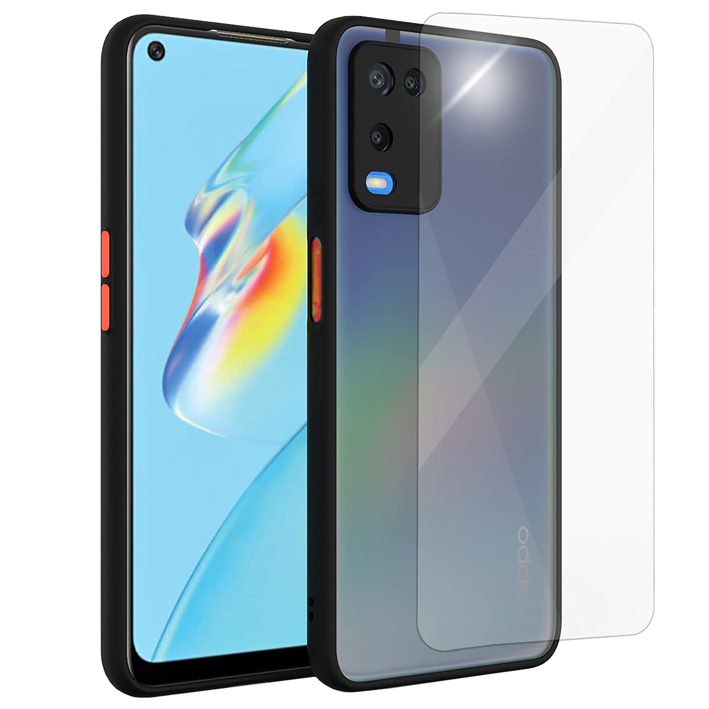 ARROW Camera Duplex Screen Protector & Polycarbonate Back Cover Combo for oppo A54 (Anti Scratch Design, Blue)