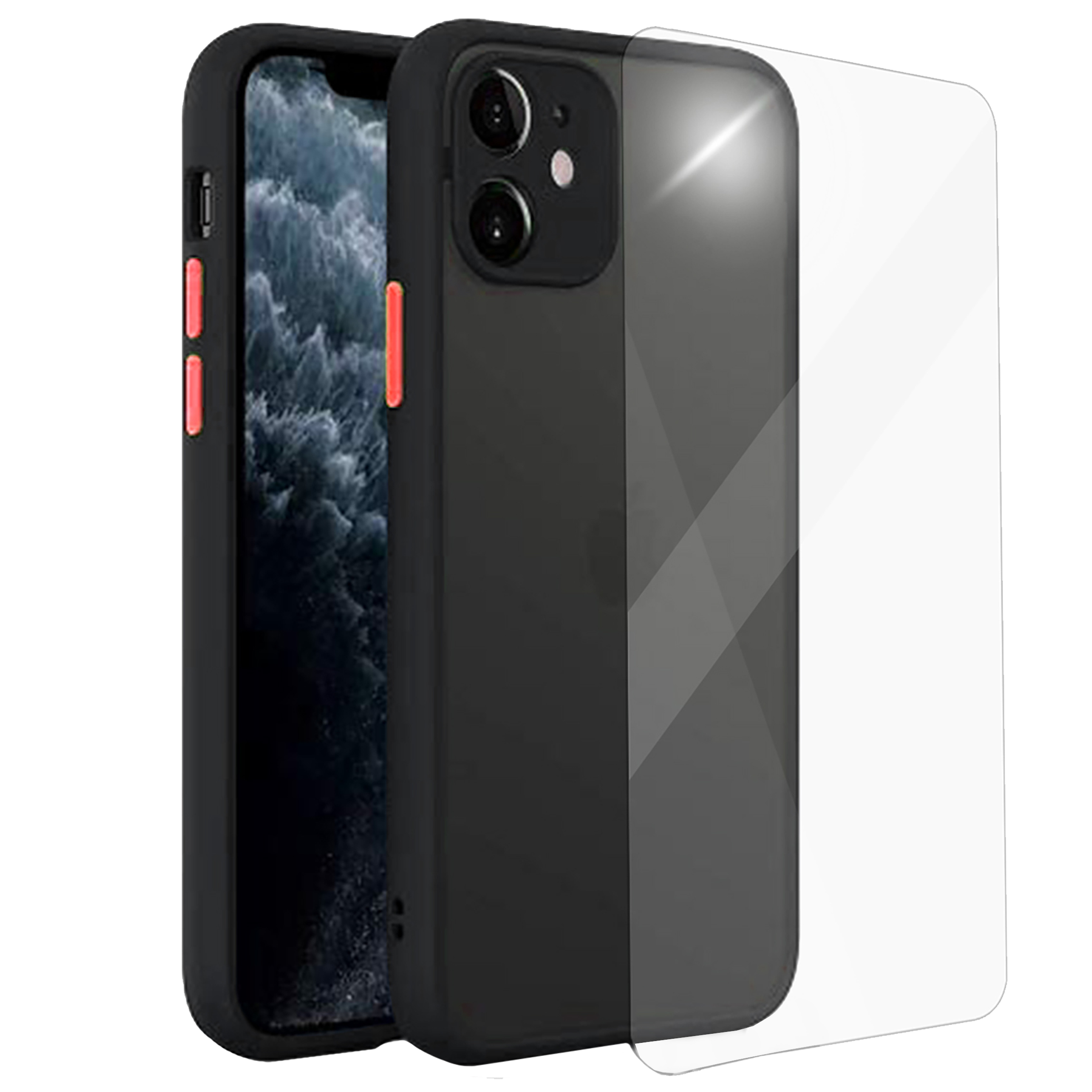 ARROW Camera Duplex Screen Protector & Polycarbonate Back Cover Combo for Apple iPhone 12 (Anti Scratch Design, Black)-image-39