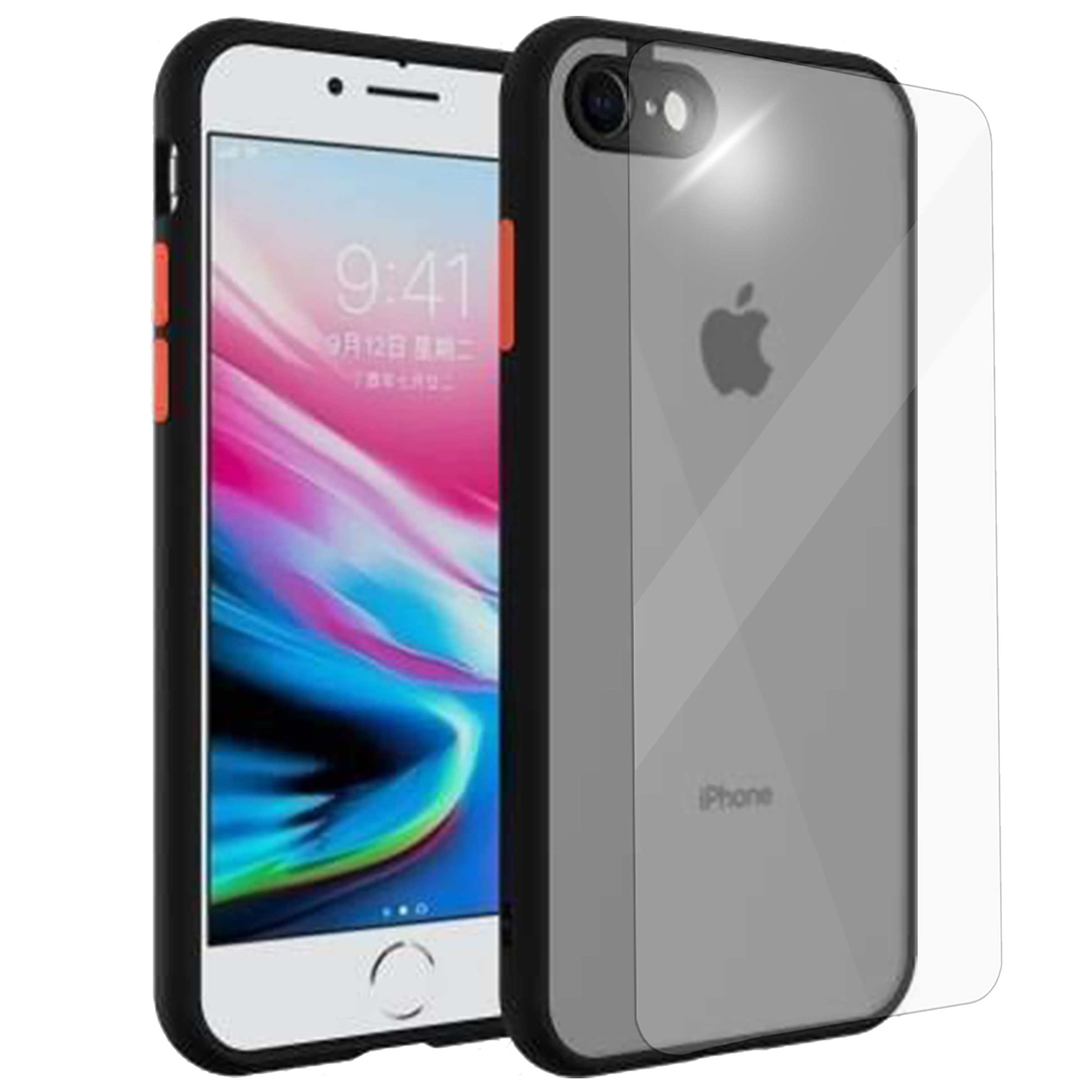 ARROW Camera Duplex Screen Protector & Polycarbonate Back Cover Combo for Apple iPhone SE (Anti Scratch Design, Black)