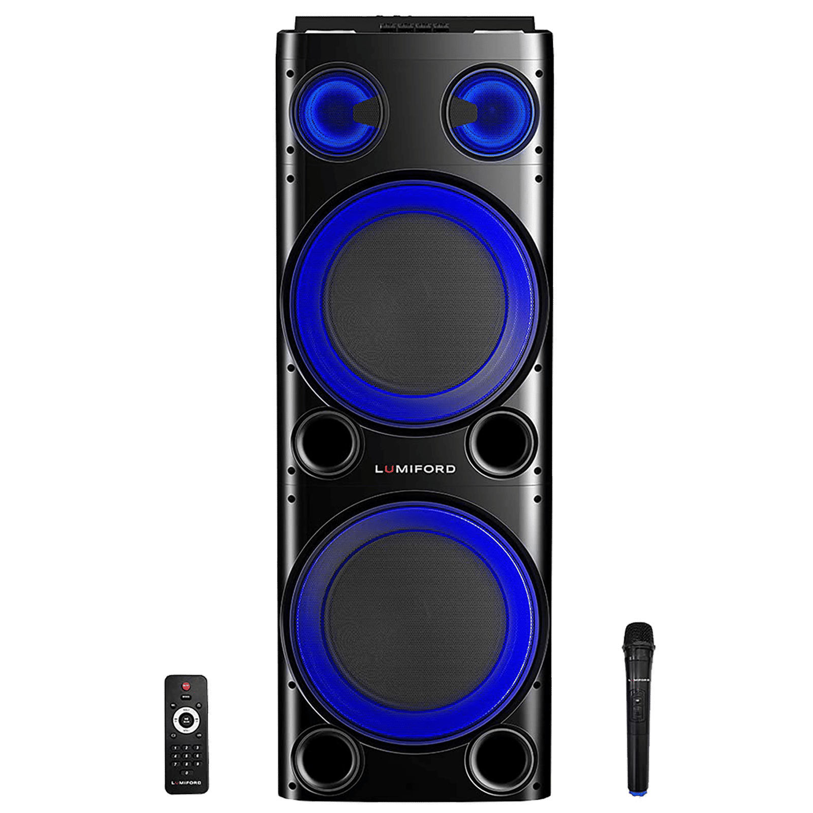 LUMIFORD GoFash Stereo Channel 160 Watts Trolley Speaker (Built-in Amplifier & Wireless Mic, LFTS007, Black)