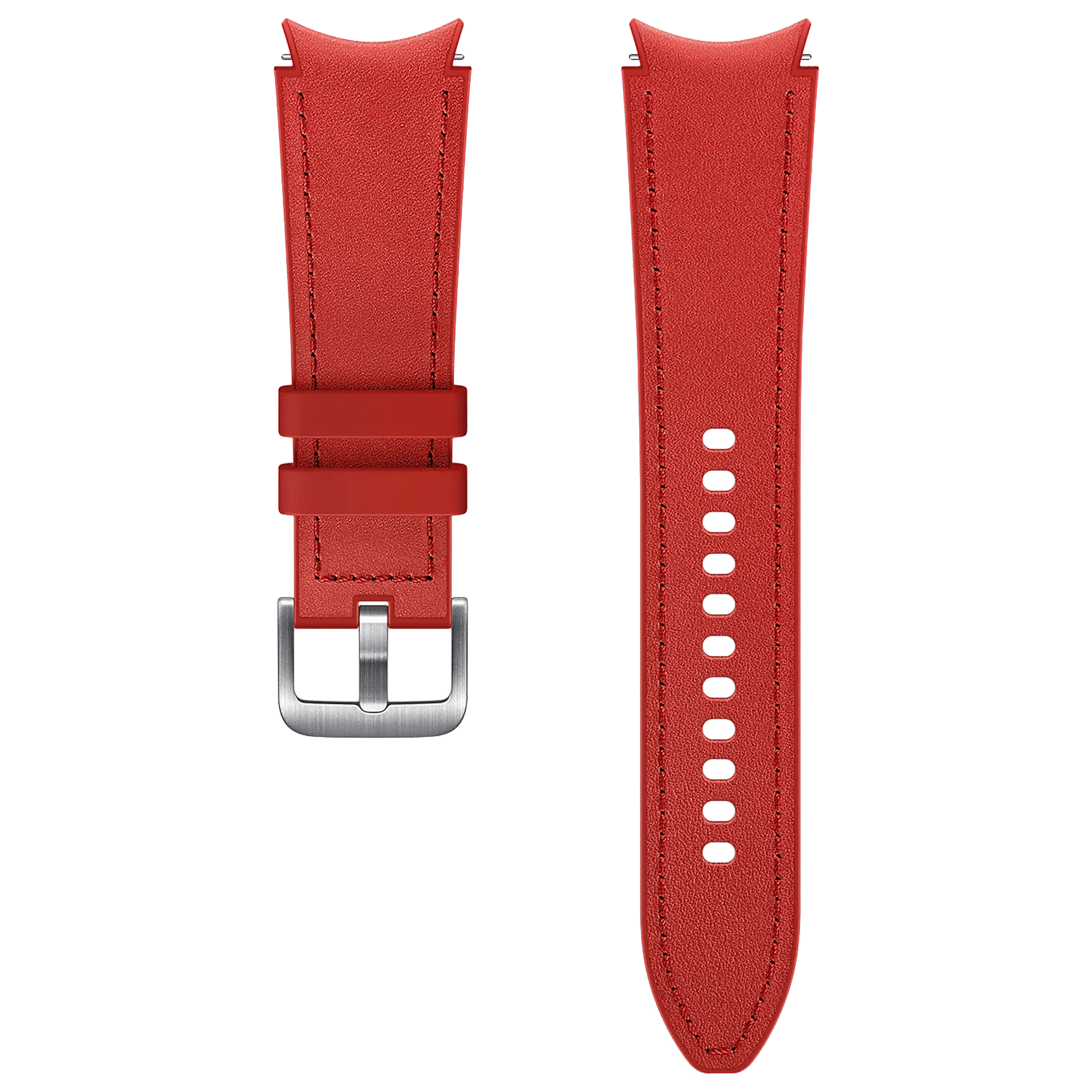 SAMSUNG Hybrid Fluoroelastomer & Leather Band for SAMSUNG Galaxy Watch4, Watch4 Classic, Watch5 & Watch5 Pro (20mm, M / L) (Sweat Resistant, Red)